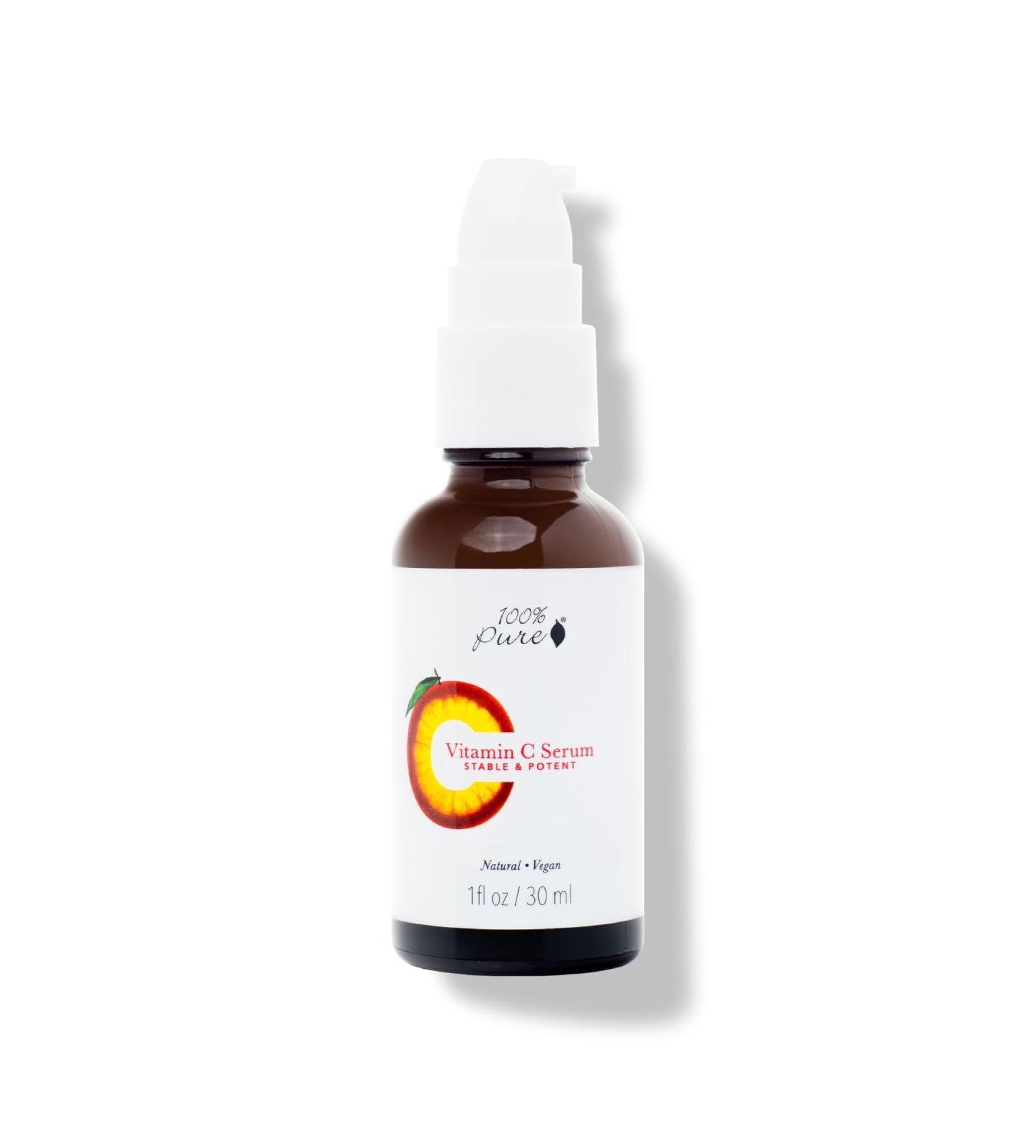 100% PURE Vitamin C Face Serum - Hydrating Glow Skin Care with ALA Aloe & Vitamin E Oil | Anti Aging Moisturizer for All Skin Types | Vegan - 1 Fl Oz - Buy Online on GoSupps.com