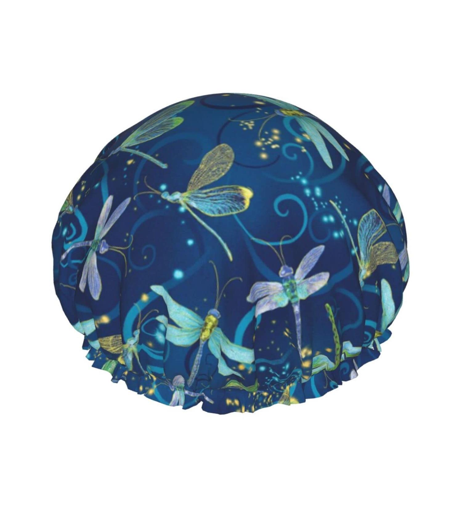 Dragonfly Shower Cap - Reusable Waterproof Hair Cap with PEVA Lining & Double Protection Layers - Buy Online on GoSupps.com