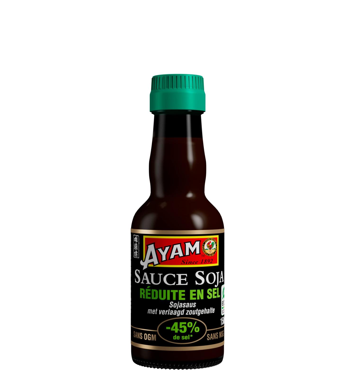 AYAM Soy Sauce Reduced Salt -45% Non-GMO MSG Free - 150ml