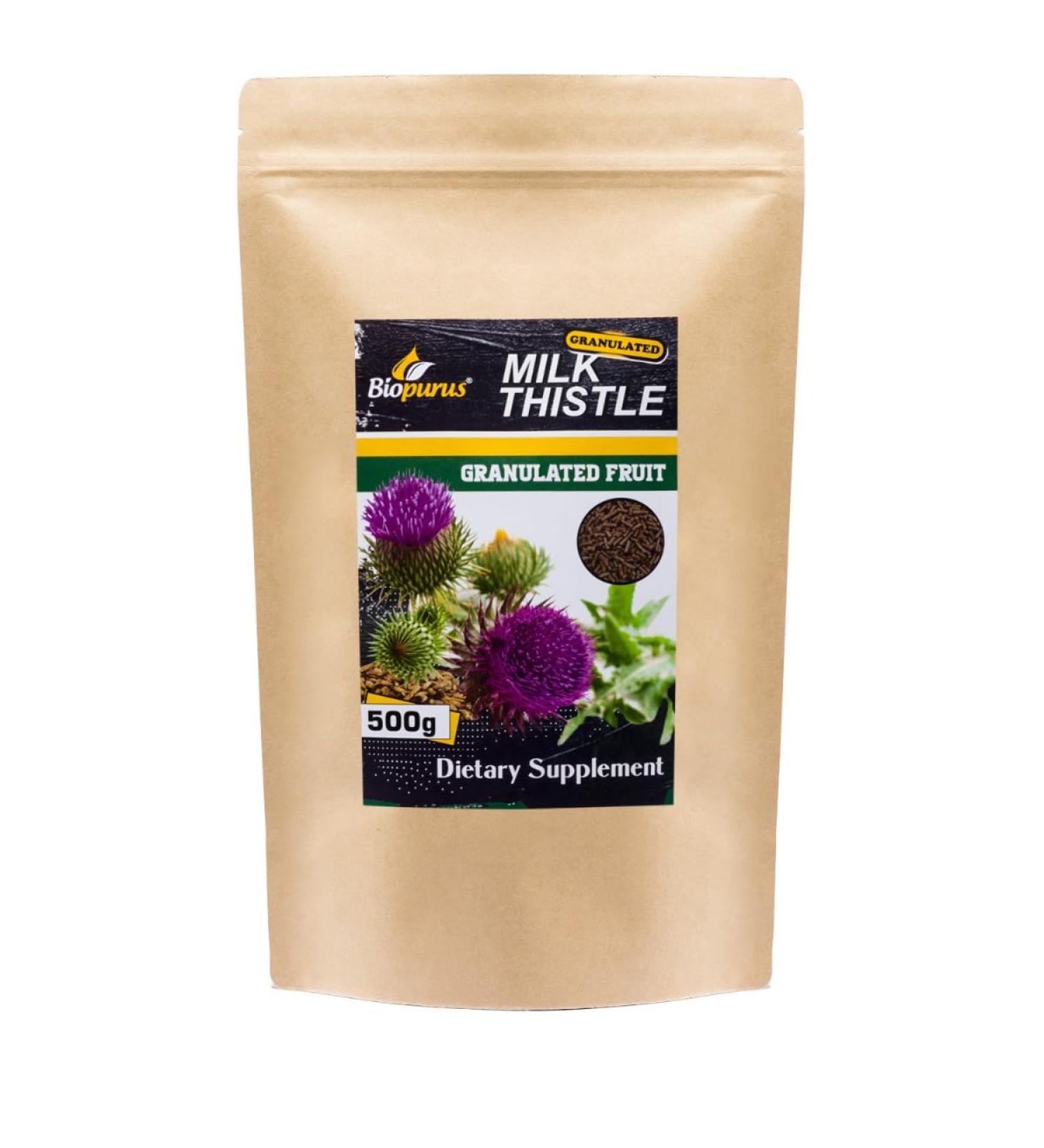 Biopurus Milk Thistle Granulated Fruit Silymarin 500g - Natural Liver Support - Buy Online on GoSupps.com