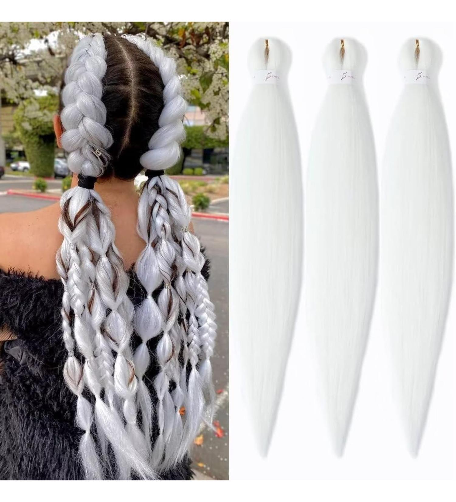 YDDM Pre-Stretched Braiding Hair Extensions - 26 Inch Jumbo Braids (3 Packs White 60#) - Ideal for Braid Hairstyles - Buy Online on GoSupps.com