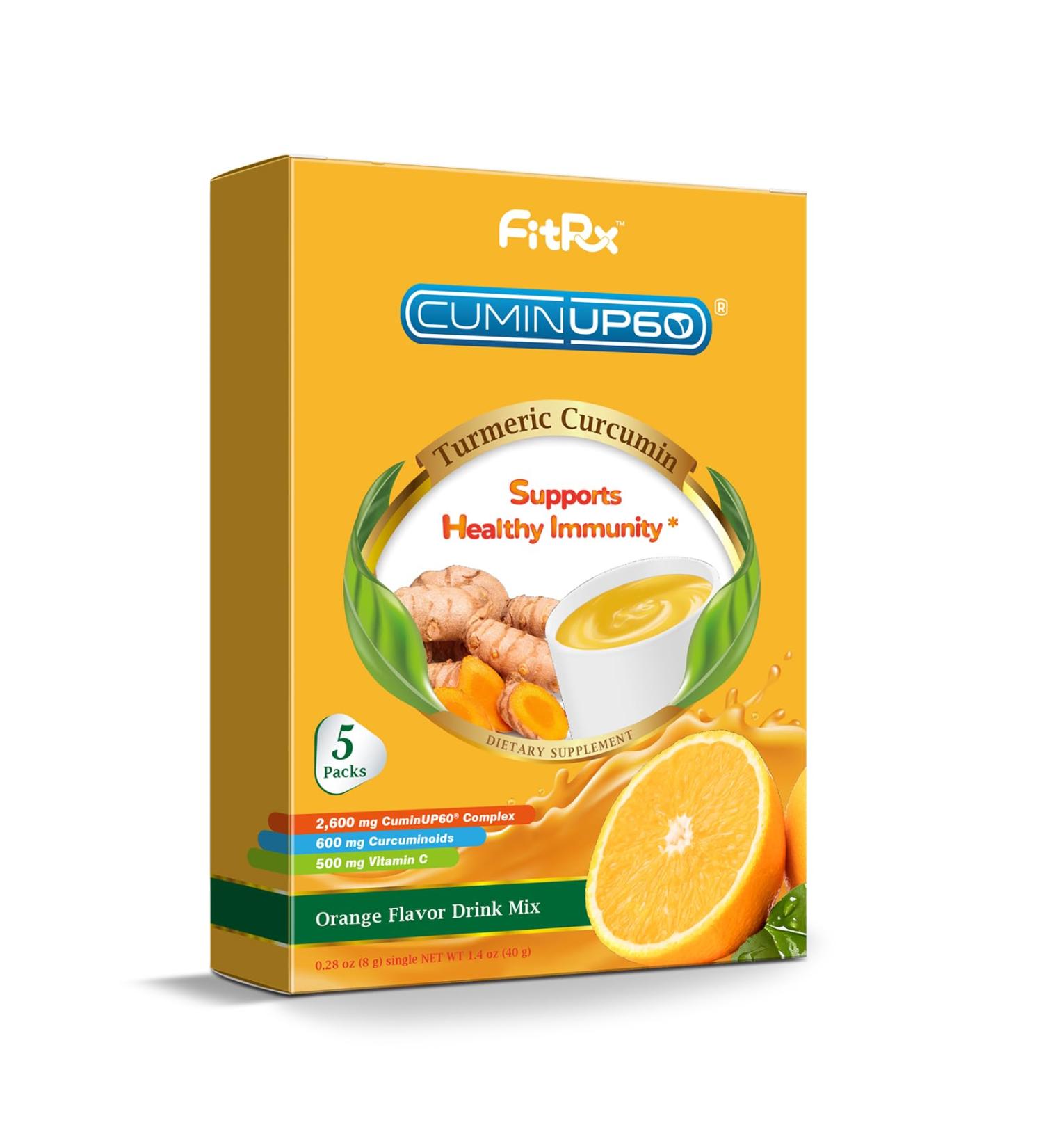 FitRx Turmeric Curcumin Drink Powder Turmeric Shots with Vitamin C for Immunity Orange Flavor Instant Drink Mix Packets High Absorption Curcumin Complex Immune & Recovery Joint Support Supplement Orange 0.28 Ounce (Pac