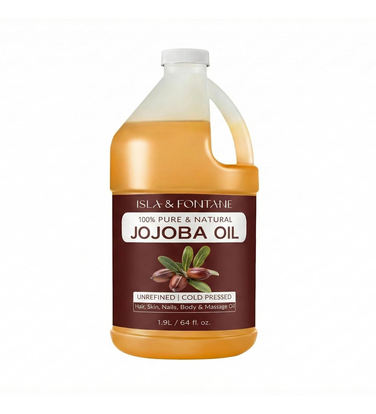 ISLA & FONTANE Jojoba Oil Set 64 Fl Oz (1.9L) | 100% Pure & Natural | Golden Unrefined Cold Pressed | Hexane-Free Carrier Oil for Skin Hair Face Nails & Body 64 Fl Oz (Pack of 1) - Buy Online on GoSupps.com