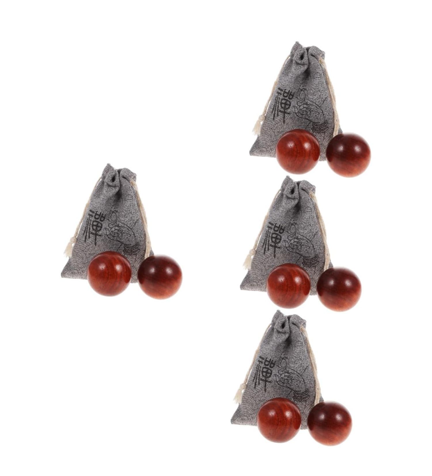 Fomiyes Handball Massage Balls - Portable Small Wooden Beads & Foam Health Balls for Hand Therapy | Mahogany Fitness Massage Roller - Buy Online on GoSupps.com