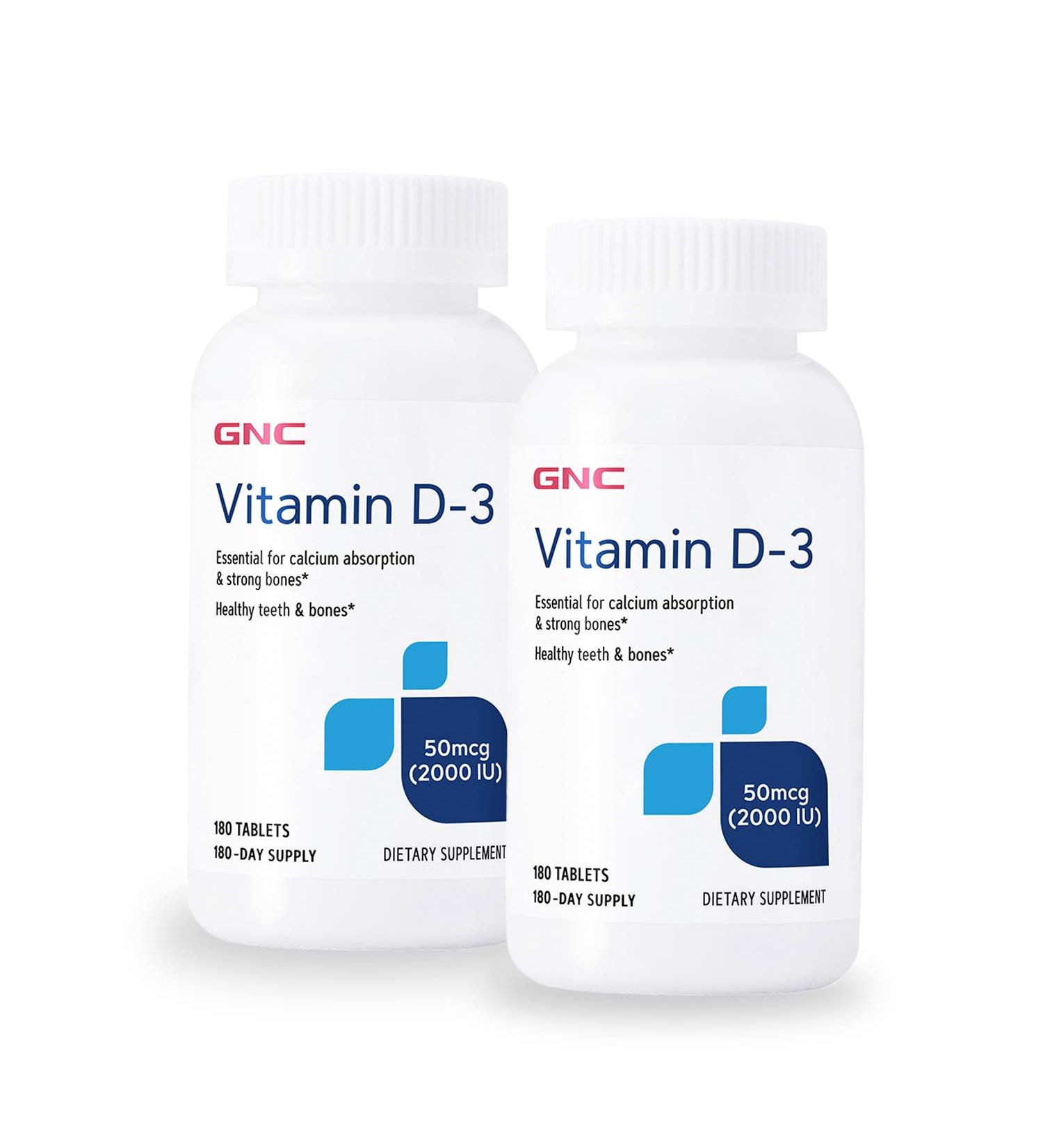 GNC Vitamin D-3 2000 IU - Twin Pack 180 Count (Pack of 2)