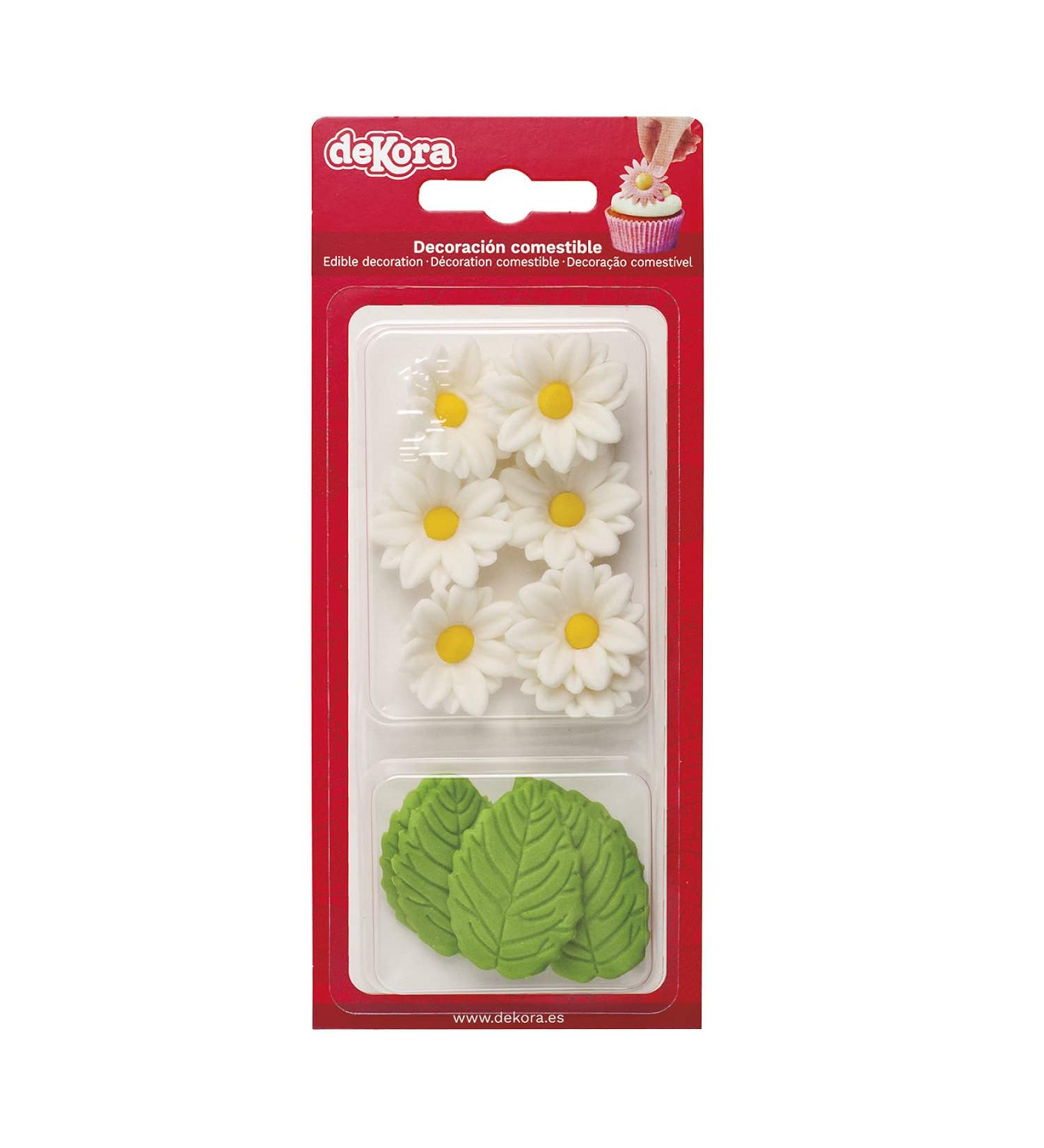 Decorative Magic24 Edible Flowers for Cakes | Sugar Flowers - 7 Variety + 5 Leaves 2 Colors | Tortendendeco Marrees Wedding Decoration - Buy Online on GoSupps.com