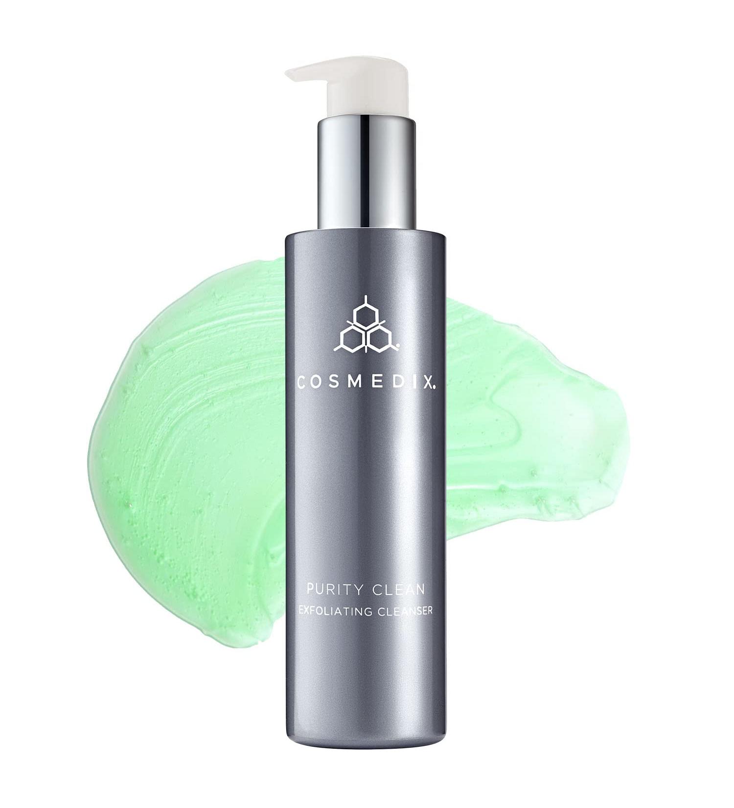 COSMEDIX Purity Clean Exfoliating Facial Cleanser- Gentle Face Cleanser with Organic Tea Tree & Peppermint Oils for Clear, Even Skin - Hydrating Formula with L-Lactic Acid - Buy Online on GoSupps.com