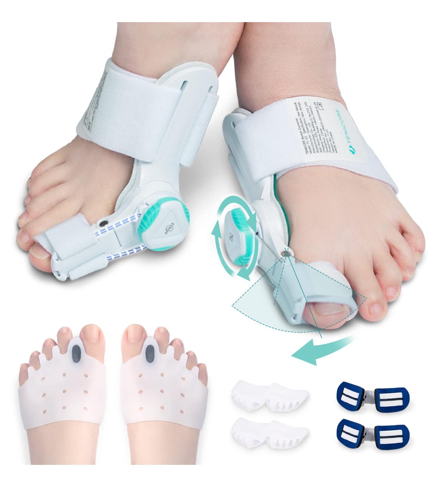 Bunion Corrector for Women Men - Adjustable Splint for Bunion Relief with Toe Separators - Orthopedic Toe Straightener Set - 2 Pairs Silicone Straighteners - 3 Pairs Spacer Included - Buy Online on GoSupps.com