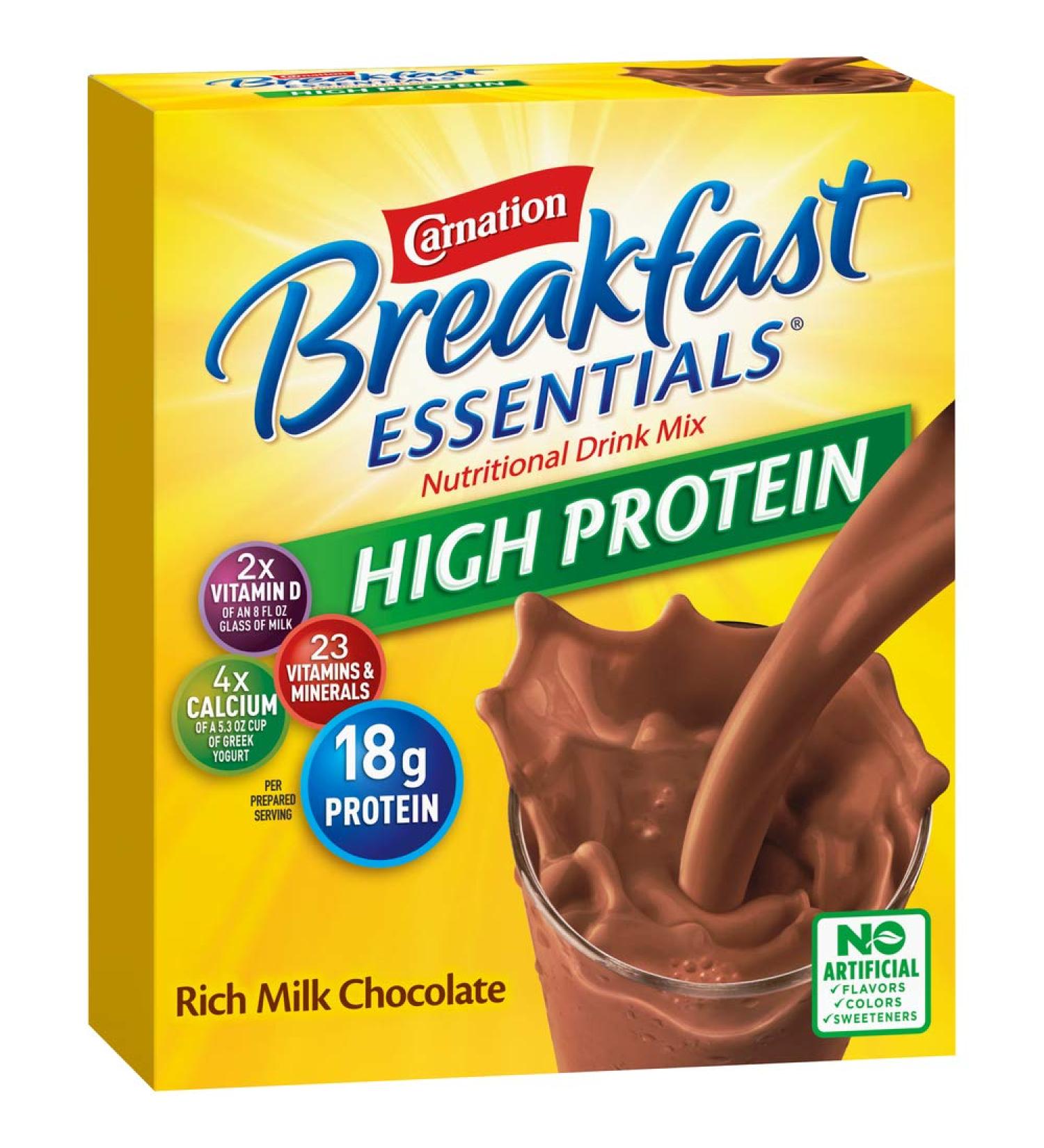 Carnation Breakfast Essentials High Protein Powder Drink Mix  Rich Milk Chocolate  8 Count per pack  10.56 Ounce (Pack of 6) (Packaging May Vary) - Buy Online on GoSupps.com