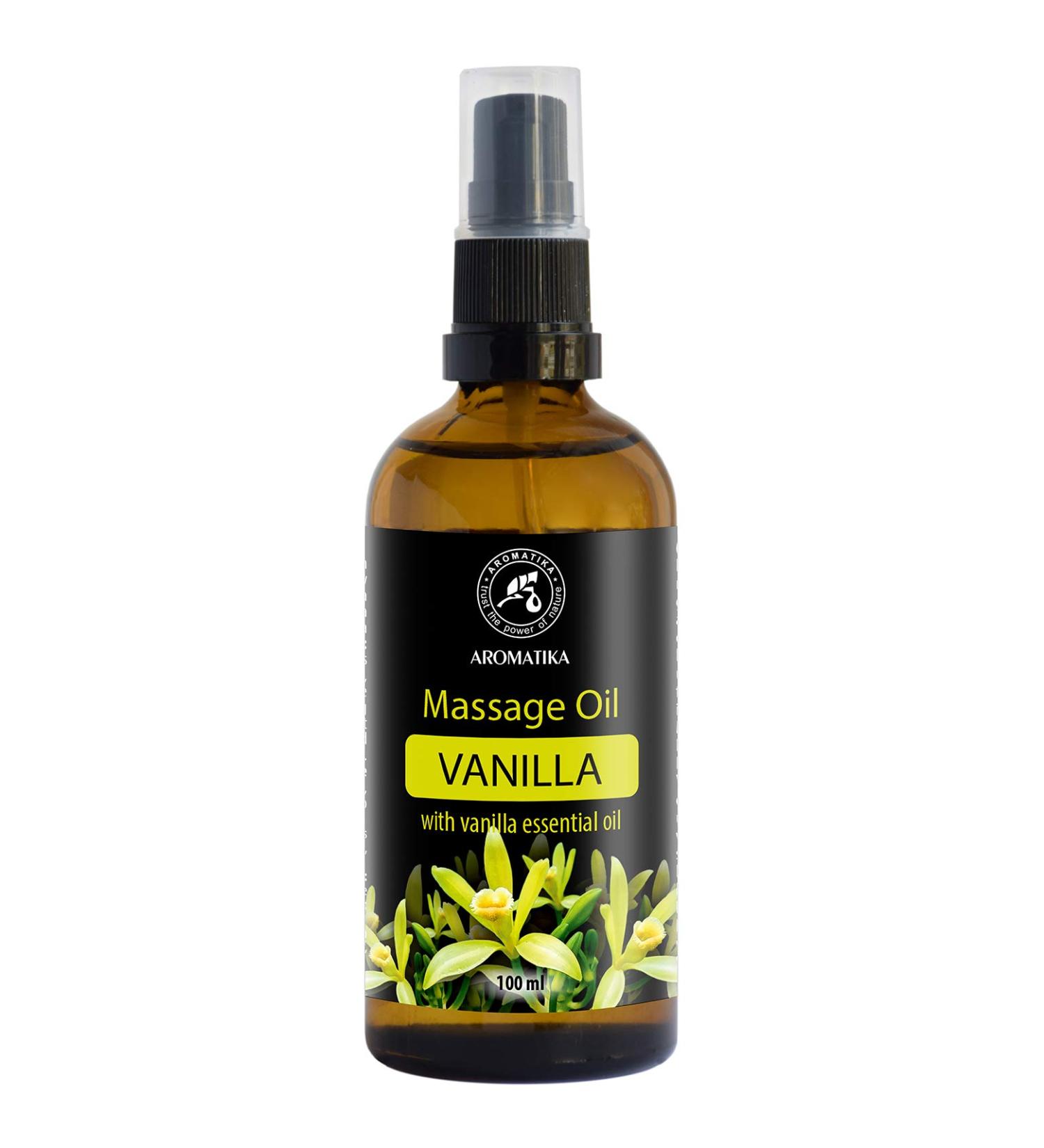 Natural Vanilla Massage Oil 100ml - Almond & Grape Seed Oils - Nourishing Beauty Care in Glass Bottle - Buy Online on GoSupps.com