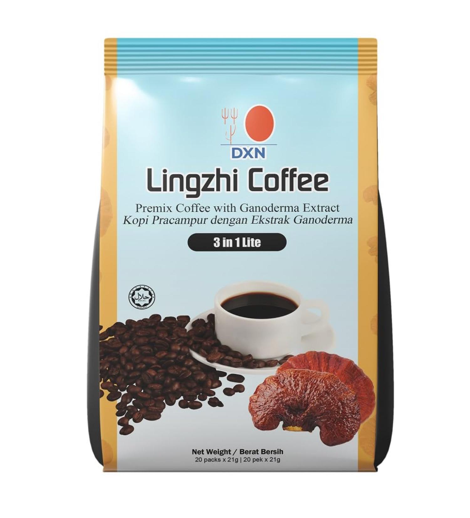 Alibooster DXN Coffee 3 in 1 LIGHT UNSUGARED - Quick and simple coffee - Ganoderma Reishi lingzhi - 20 bags x 21 grams - Buy Online on GoSupps.com