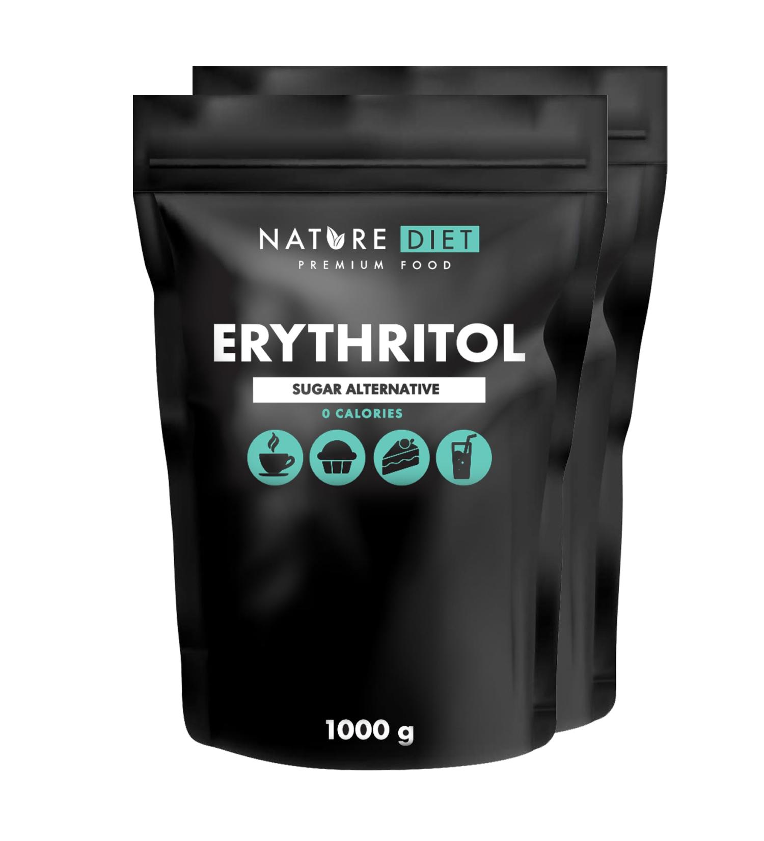 Nature Diet - Erythritol 2 x 1000g | Natural Sweetener | Zero Calories | Sugar Replacement | Sugar Substitute - Buy Online on GoSupps.com