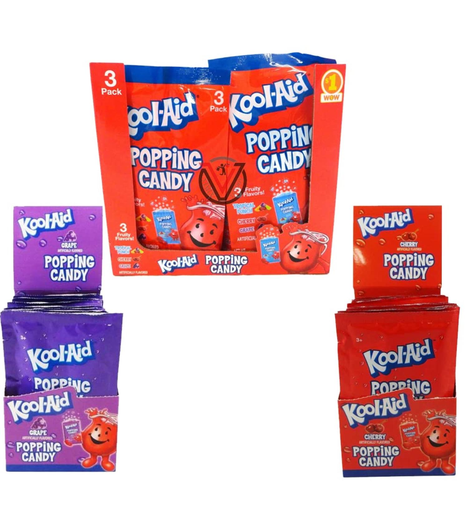 Kool Aid Popping Candy 3 Pack Peg Bag 20g Pouch Grape & Cherry 9g | Pick Any Type
