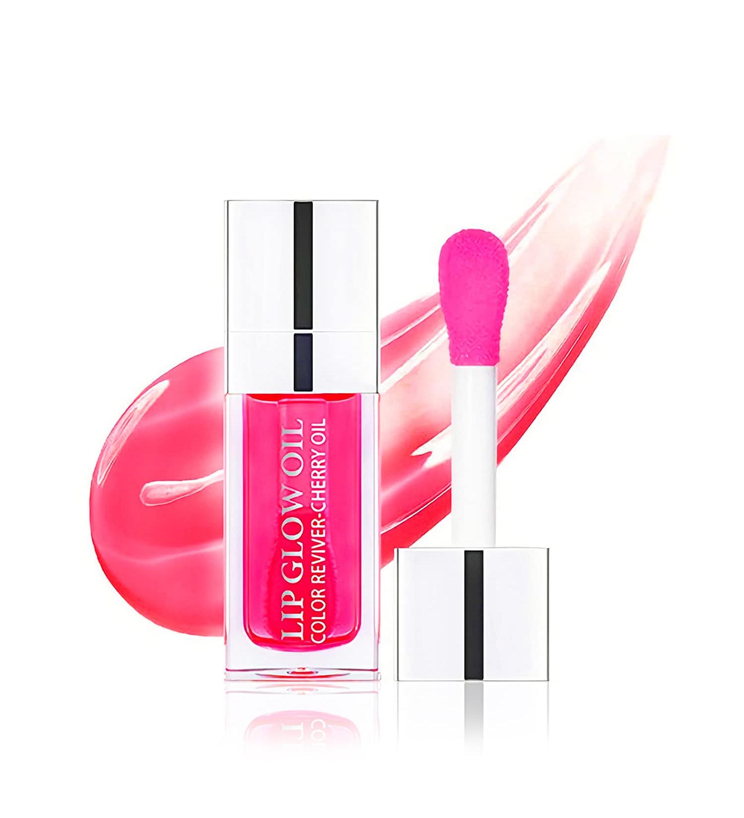 Hydrating Plumping Lip Oil - Tinted Balm for Dry Lips | Long Lasting Nourishment & Glitter Shine | Non-sticky Clear Lip Gloss - 6ML - Buy Online on GoSupps.com