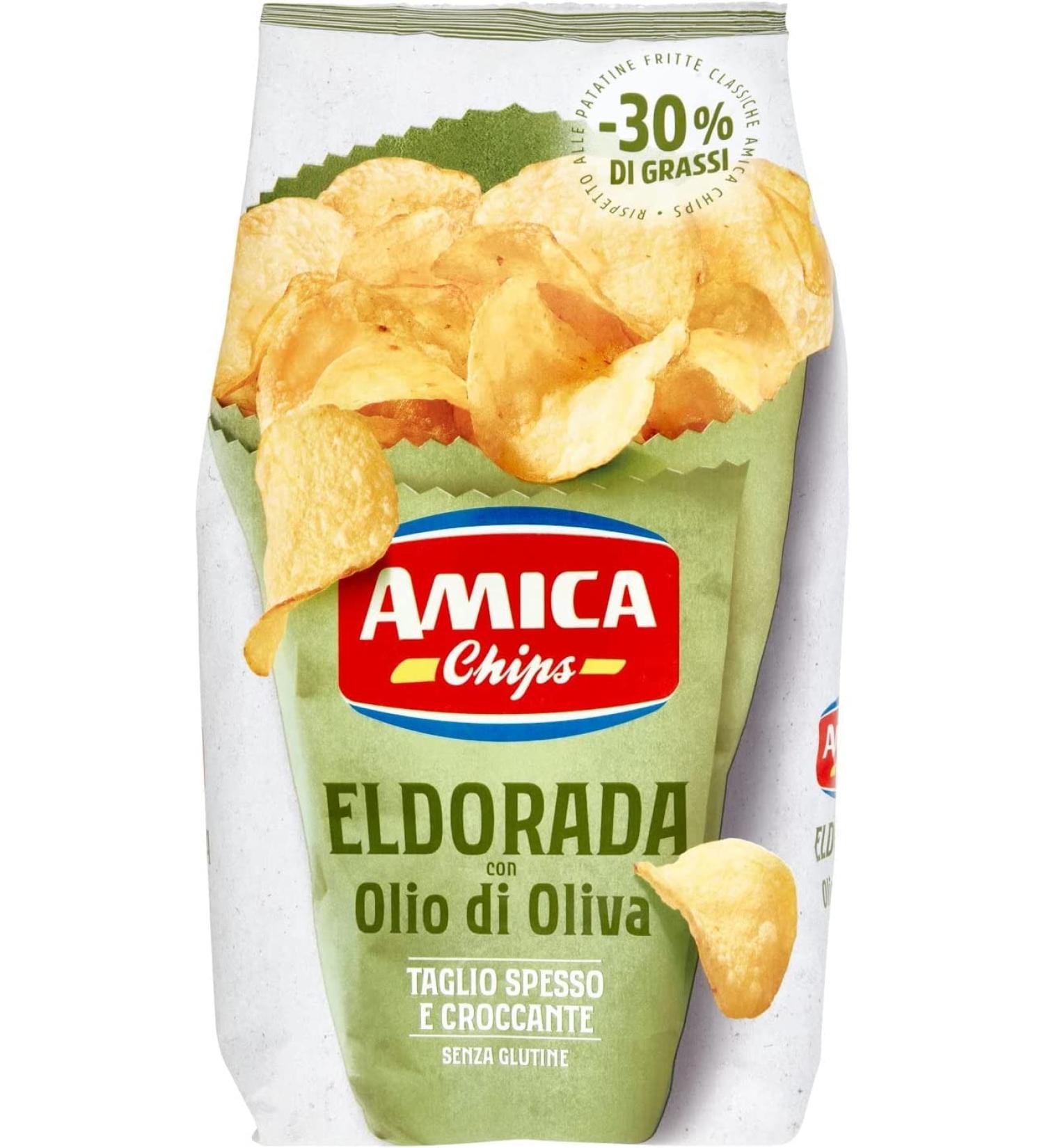  Amica Chips Amica Crisps Potato Chips Amica Eldorado Potato Chips with Olive Oil and Salt 130g (3 Pieces) - Buy Online on GoSupps.com