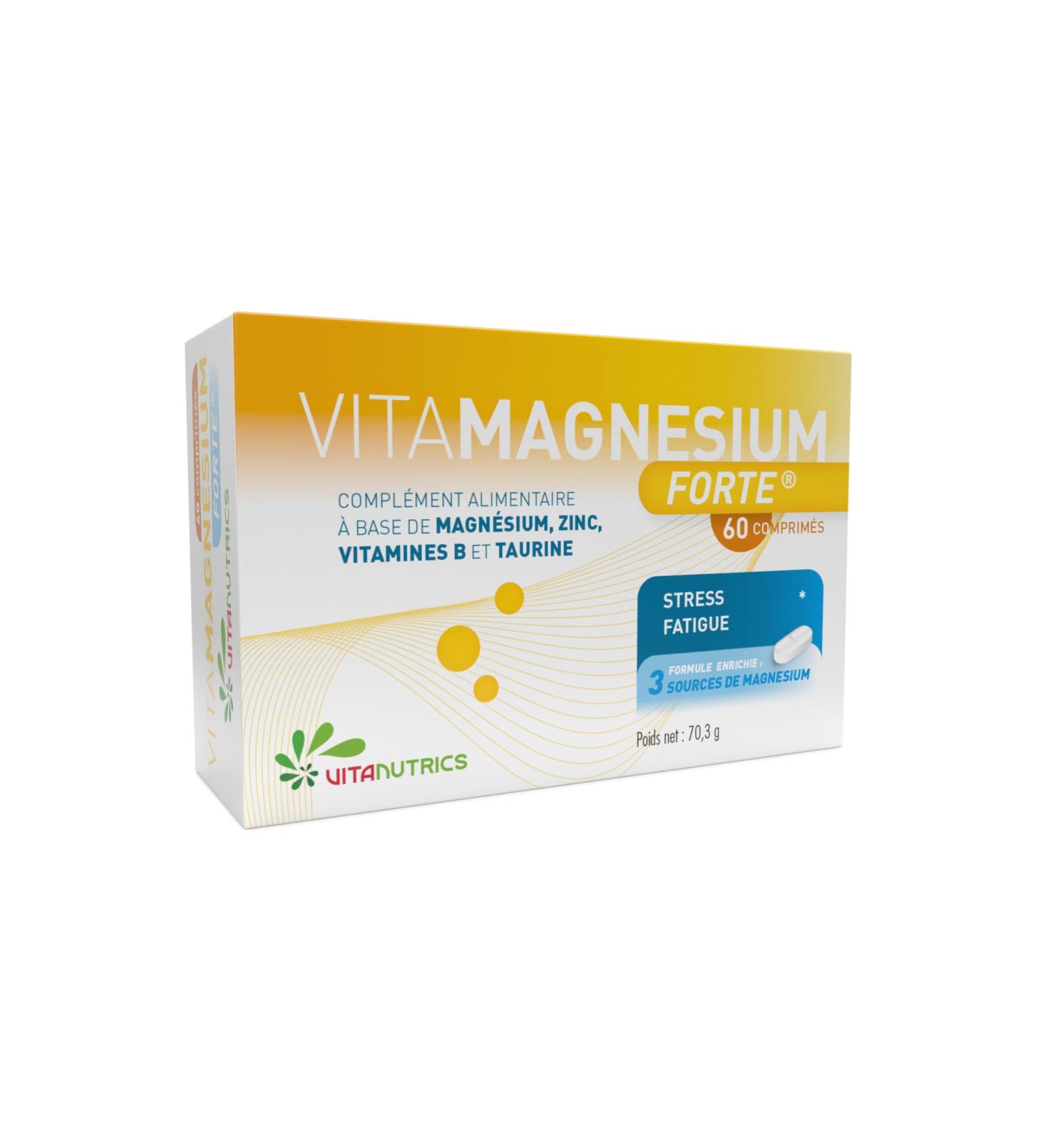Vitanutrics Vitamagnesium Forte - 3 sels de magn sium - Bisglycinate - Glyc rophosphate - Citrate - Stress & fatigue musculaire - Vegan - Fabriqu en France (60 comprim s) 60 unit (Lot de 1) - Buy Online on GoSupps.com