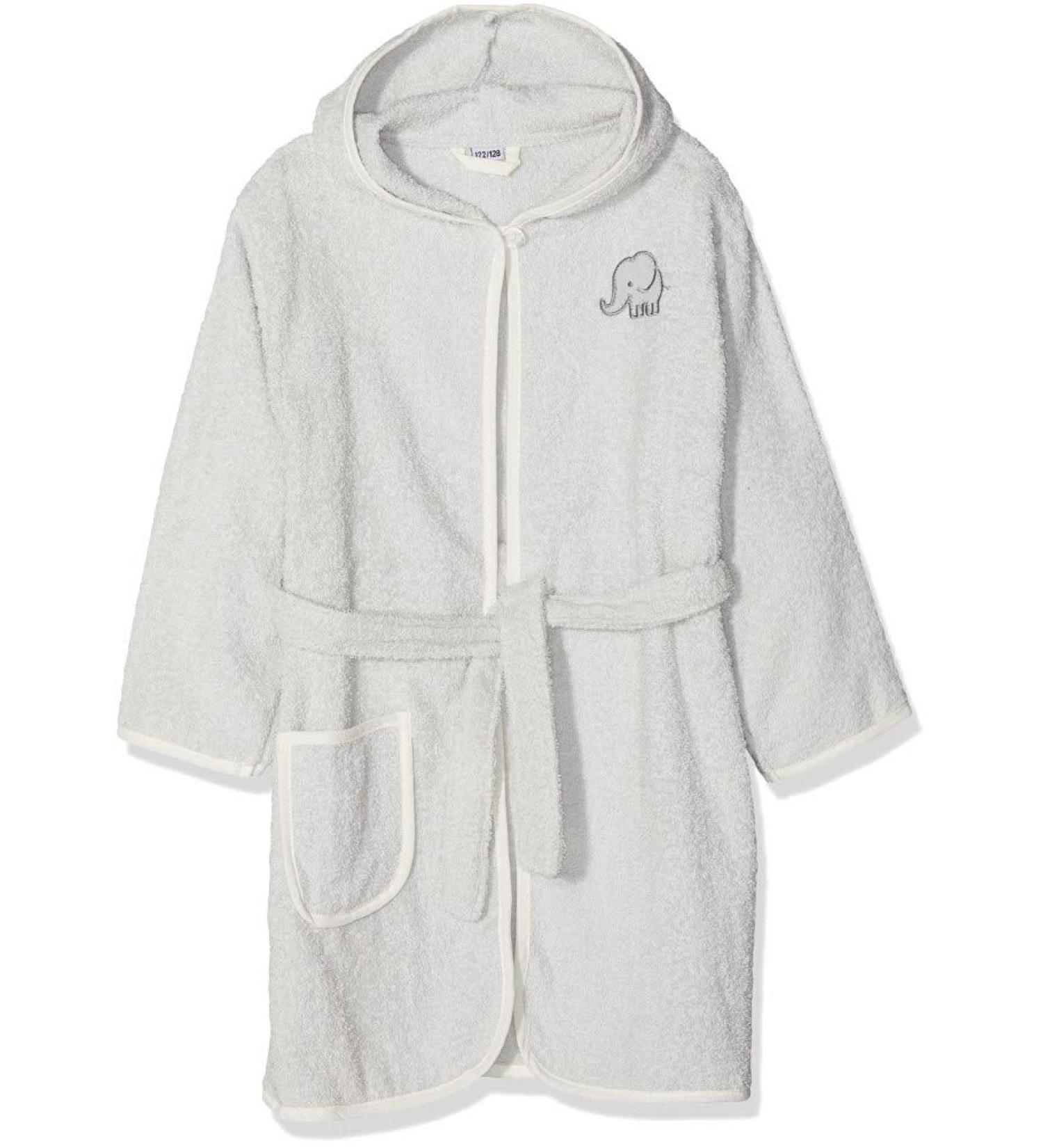 Playshoes Children's Fluffy Elephant Bathrobe with Hood | Warm Terry Dressing Gown for Boys & Girls - Grey - Size 122/33 - Buy Online on GoSupps.com
