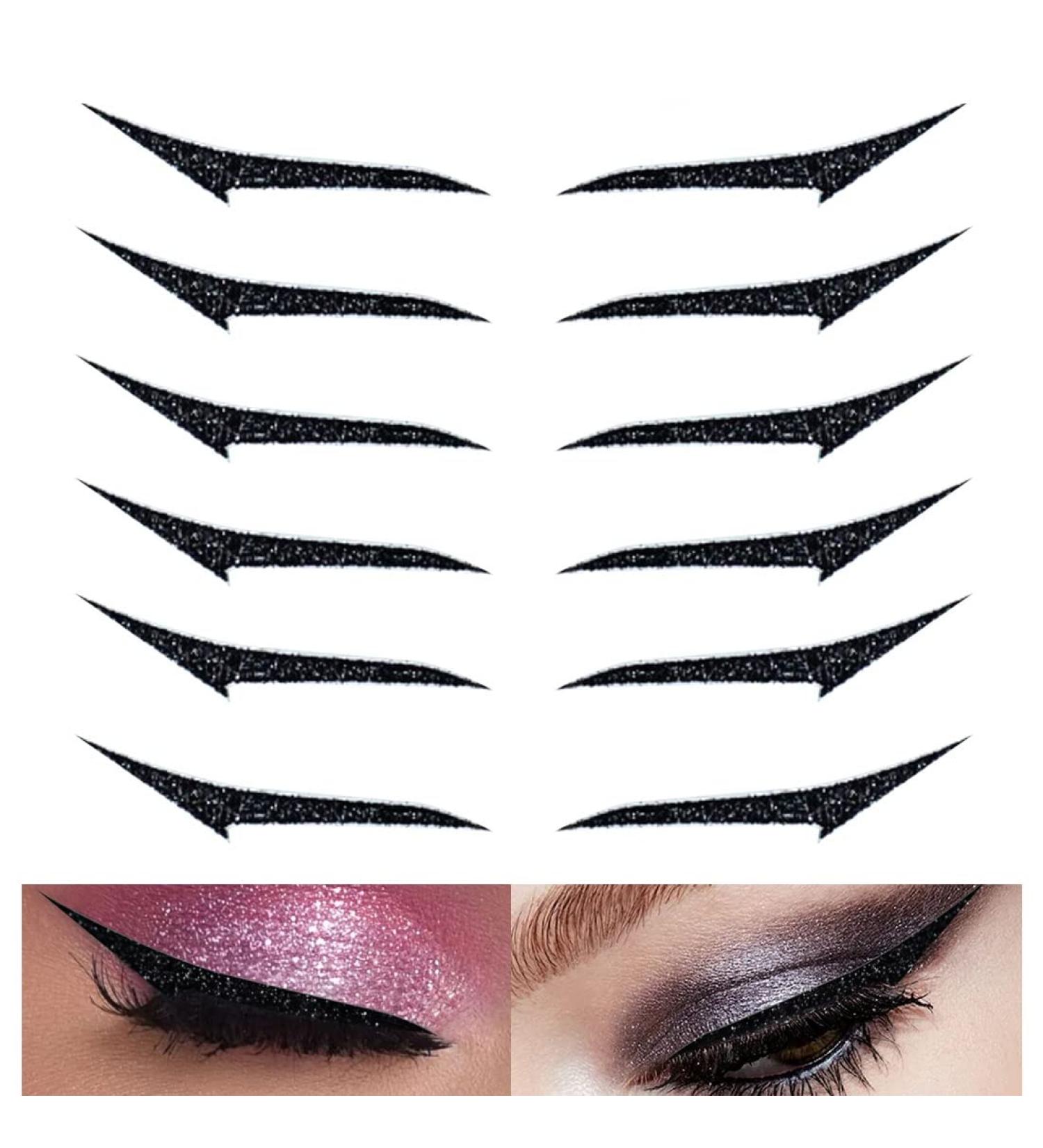 Zeaybsr Eyeliner Stickers - 6 Pairs of Reusable Black Thin Eyeliner Easy to Attach & Remove for Perfect Wings - Buy Online on GoSupps.com