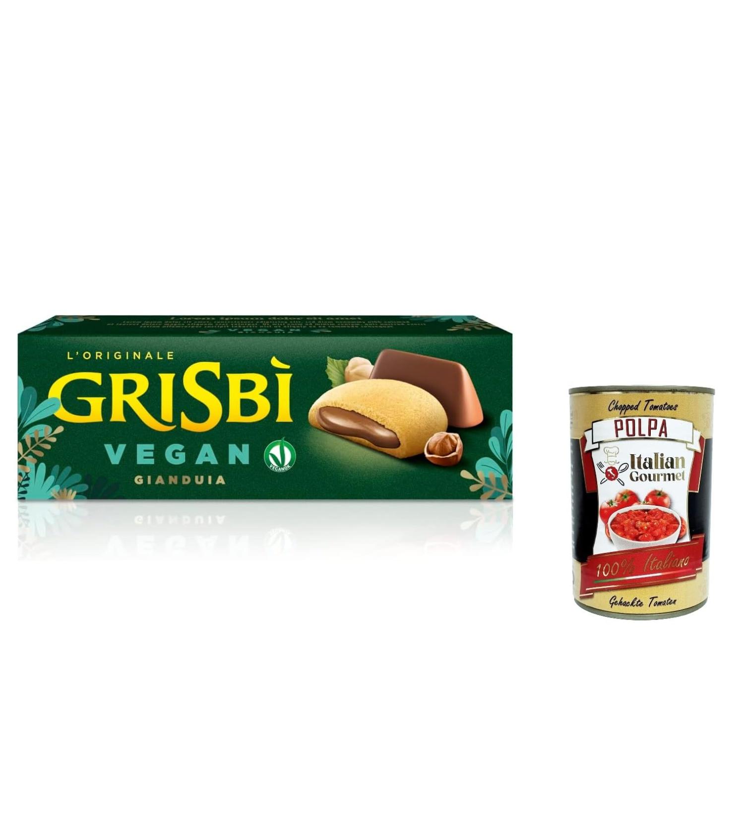 Italian Gourmet E.R. 6 x Grisbi Vegan Frolle Ripiene di Crema Gianduia Biscuits Cookies Cookies Shortbread Vegan Gianduia Creme 135g + Italian Gourmet Pulp 400g - Buy Online on GoSupps.com