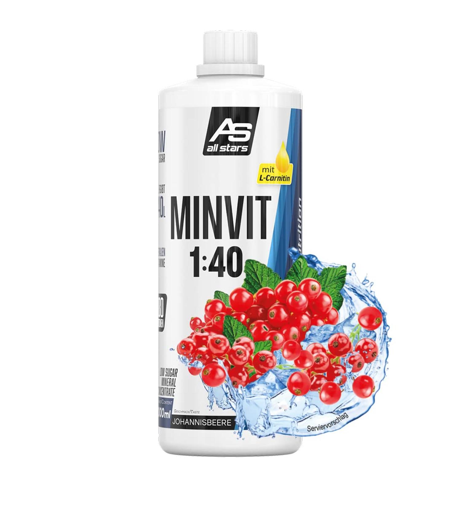 All Stars Minvit Currant Beverage Concentrate 1L - Sugar-Free Sports Drink Syrup with Vitamins & Minerals | Makes 40L | L-Carnitine Infused - Buy Online on GoSupps.com