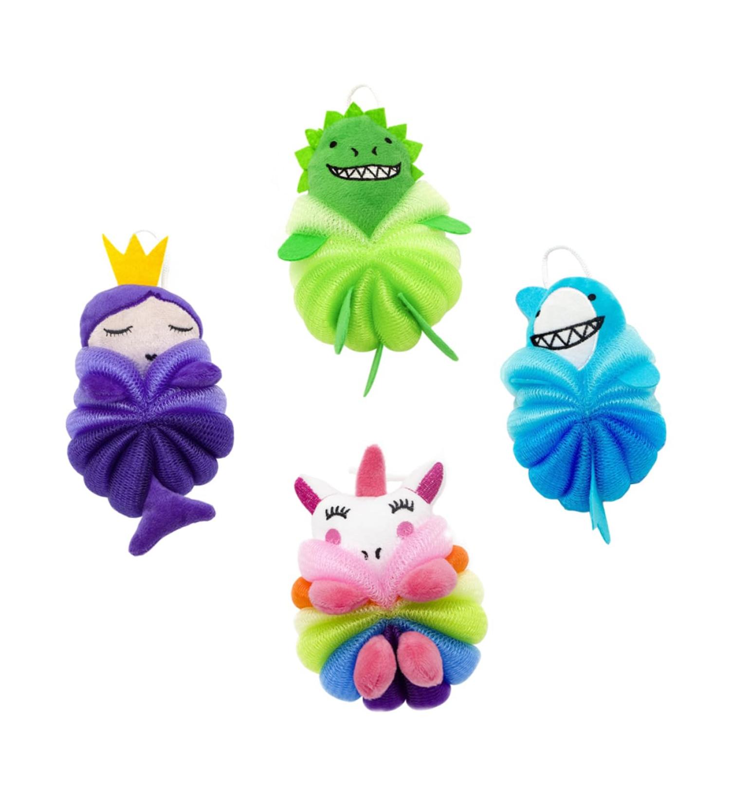 NOLITOY 4pcs Cartoon Bath Scrubber Balls for Kids | Skin-Safe Body Cleaning Tools | Perfect for Fun Bath Time | International Shipping Available - Buy Online on GoSupps.com
