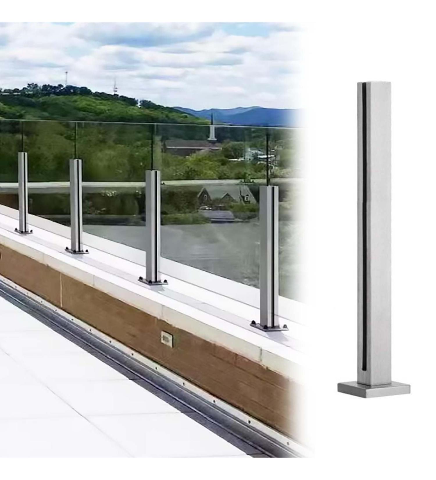 Glass Balustrade Square Post Stainless Steel Balcony Guardrail 85/90/95/100/105cm (33.4/35.4/37.4/39.3/41.3In) for Indoor Outdoor Attic Fence Stair Balcony Deck Corner Post 850mm /33.4in Mid Post 900mm/35.4in - Buy Online on GoSupps.com