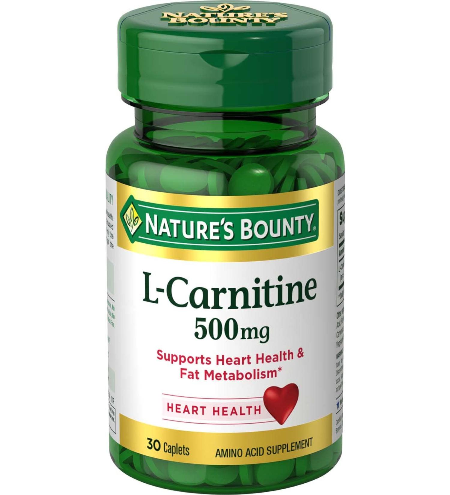 Nature's Bounty L-Carnitine 500mg - 30 Tablets | Energy Support Supplement - Buy Online on GoSupps.com
