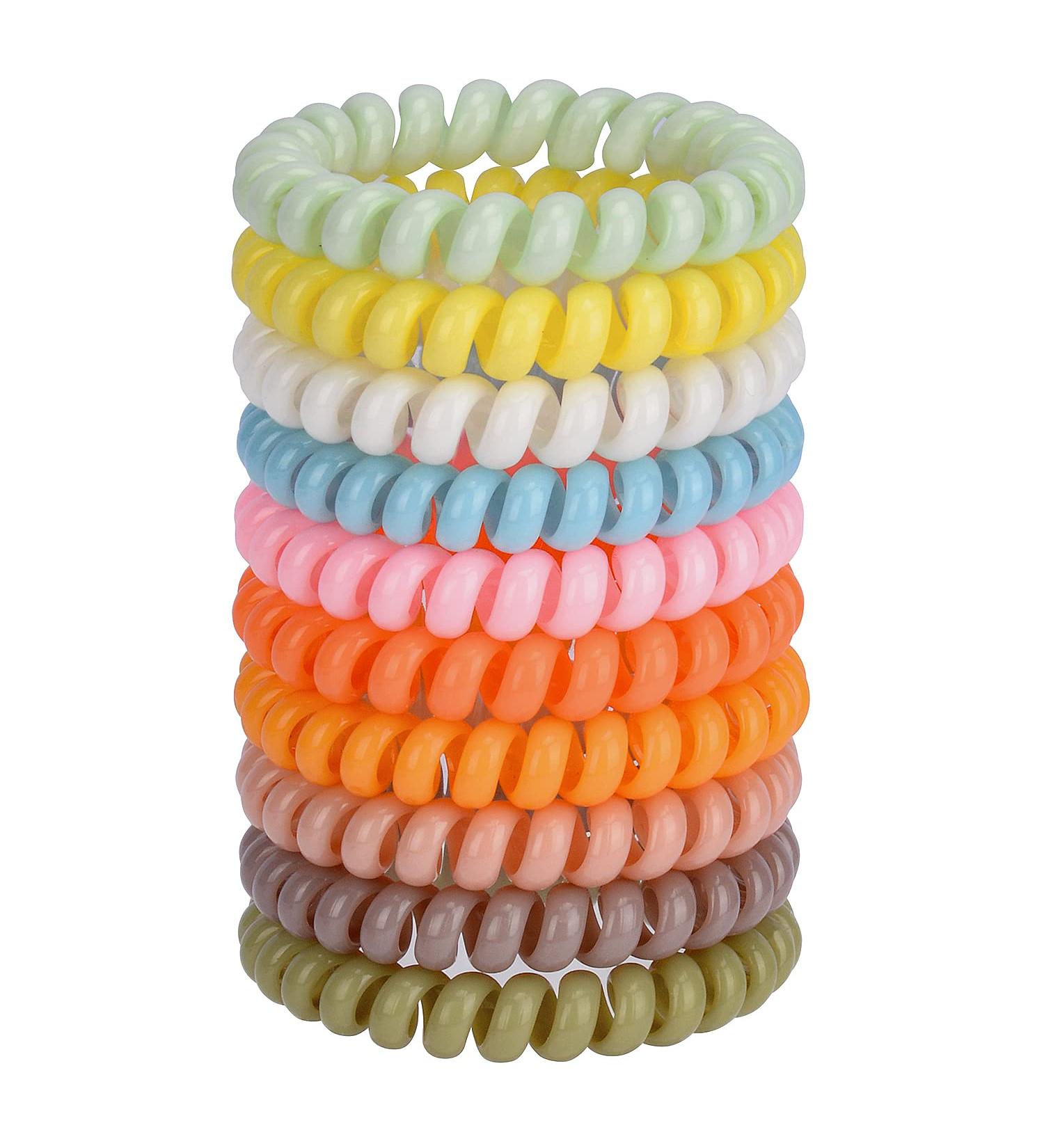 Jesslab Spiral Hair Ties - 10 pcs Traceless Telephone Cable Hair Accessories for Girls & Women - No-Damage Ponytail Holders Color Sorted (#4) - Buy Online on GoSupps.com