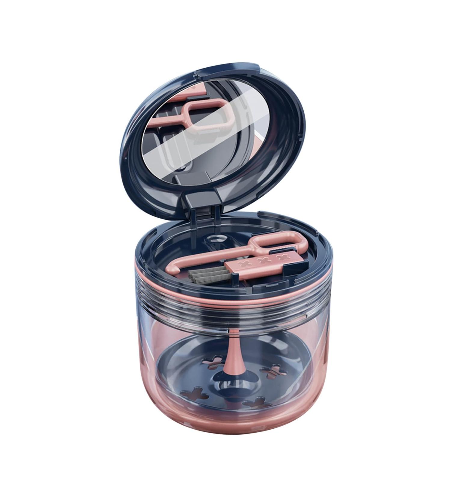 Weikeya Portable Denture Box with Mirror - Travel Aligner Case (Jewelry Blue) - International Shipping Available - Buy Online on GoSupps.com