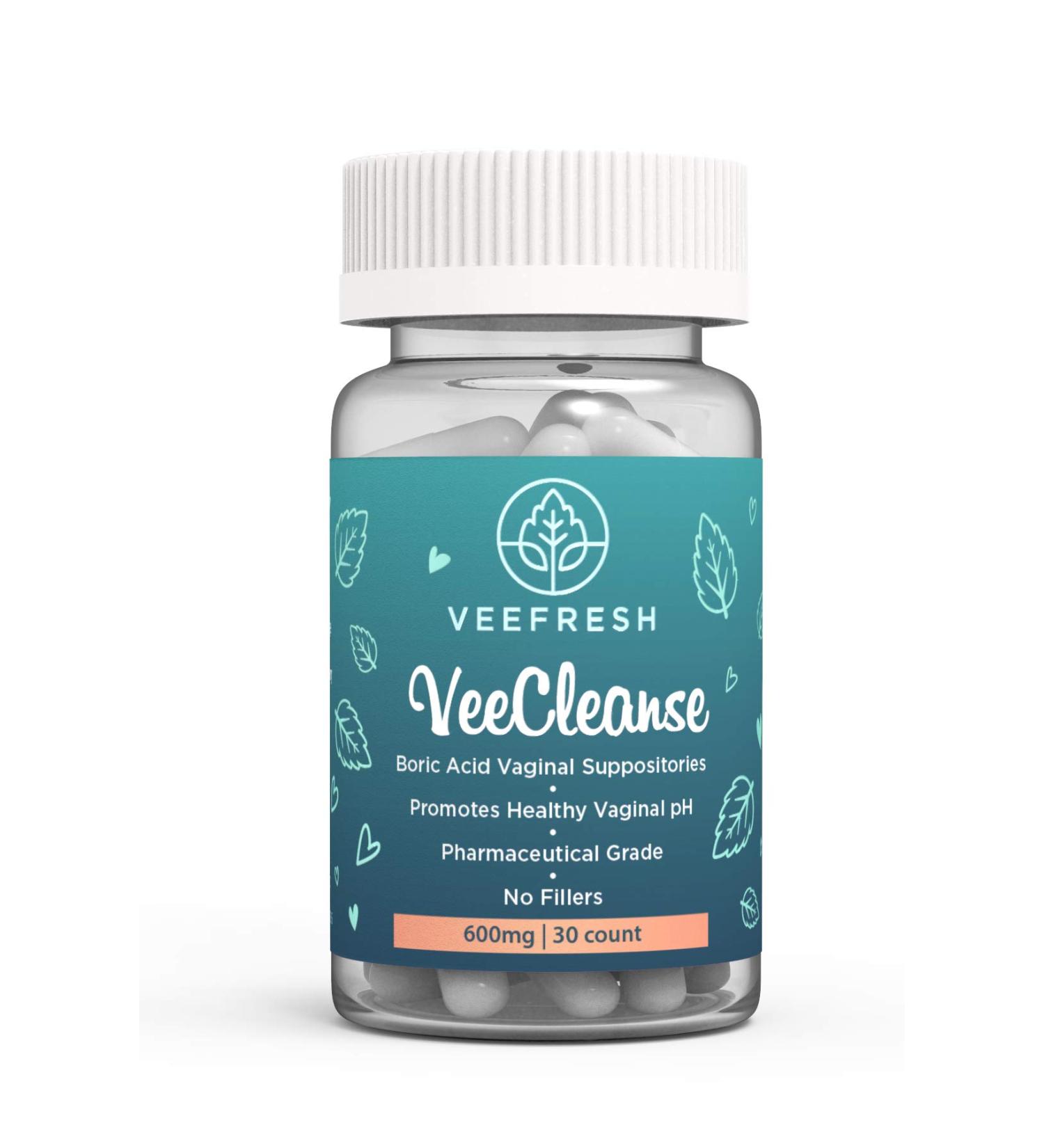 VeeFresh VeeCleanse Boric Acid Vaginal Suppositories - pH Balance & Odor Control for Fresh & Confident Feel - Buy Online on GoSupps.com