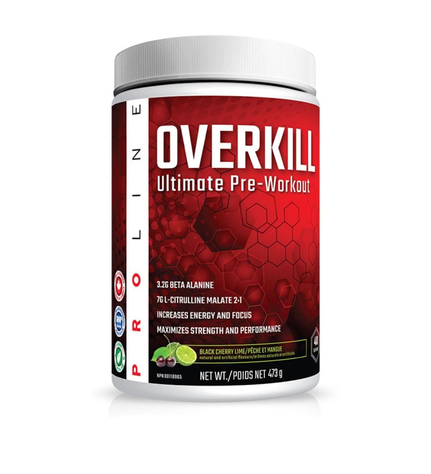 Pro Line Overkill Pre-Workout Powder | Increases Energy & Focus Maximum Strength & Performance Nitric Oxide Booster | 400mg Caffeine 7g L-Citrulline 3.2g Beta Alanine | 40 Servings (Black Cherry Lime) Black Cherry Lime 40 Servings (Pack of 1) - Buy Online on GoSupps.com
