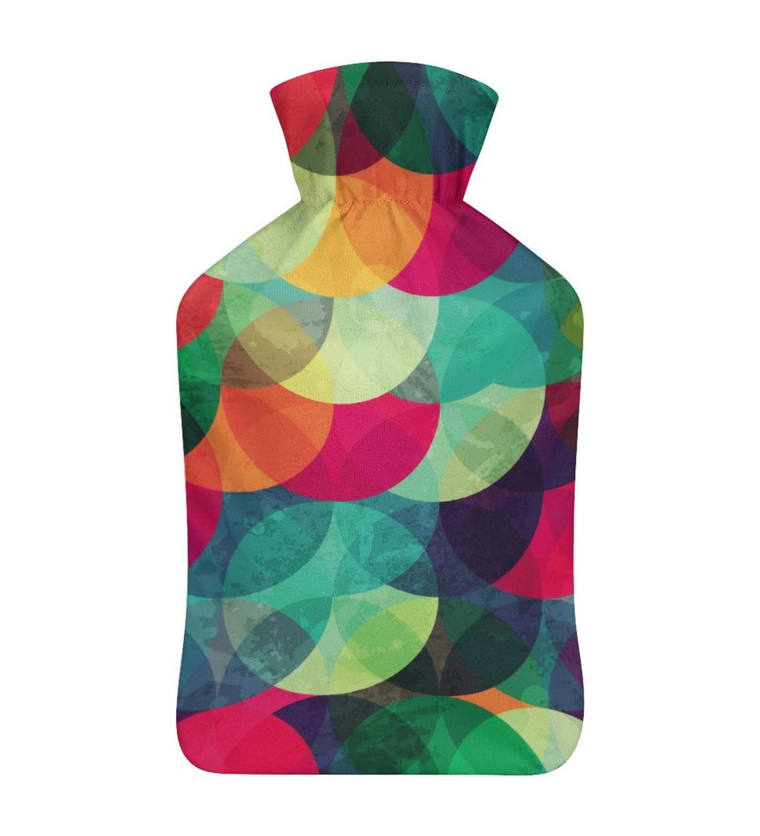 Hot Water Bottle with Lid | Circles Pattern Rubber Hot Water Bag for Pain Relief & Cramps | Foot Warmer & Therapy - Buy Online on GoSupps.com