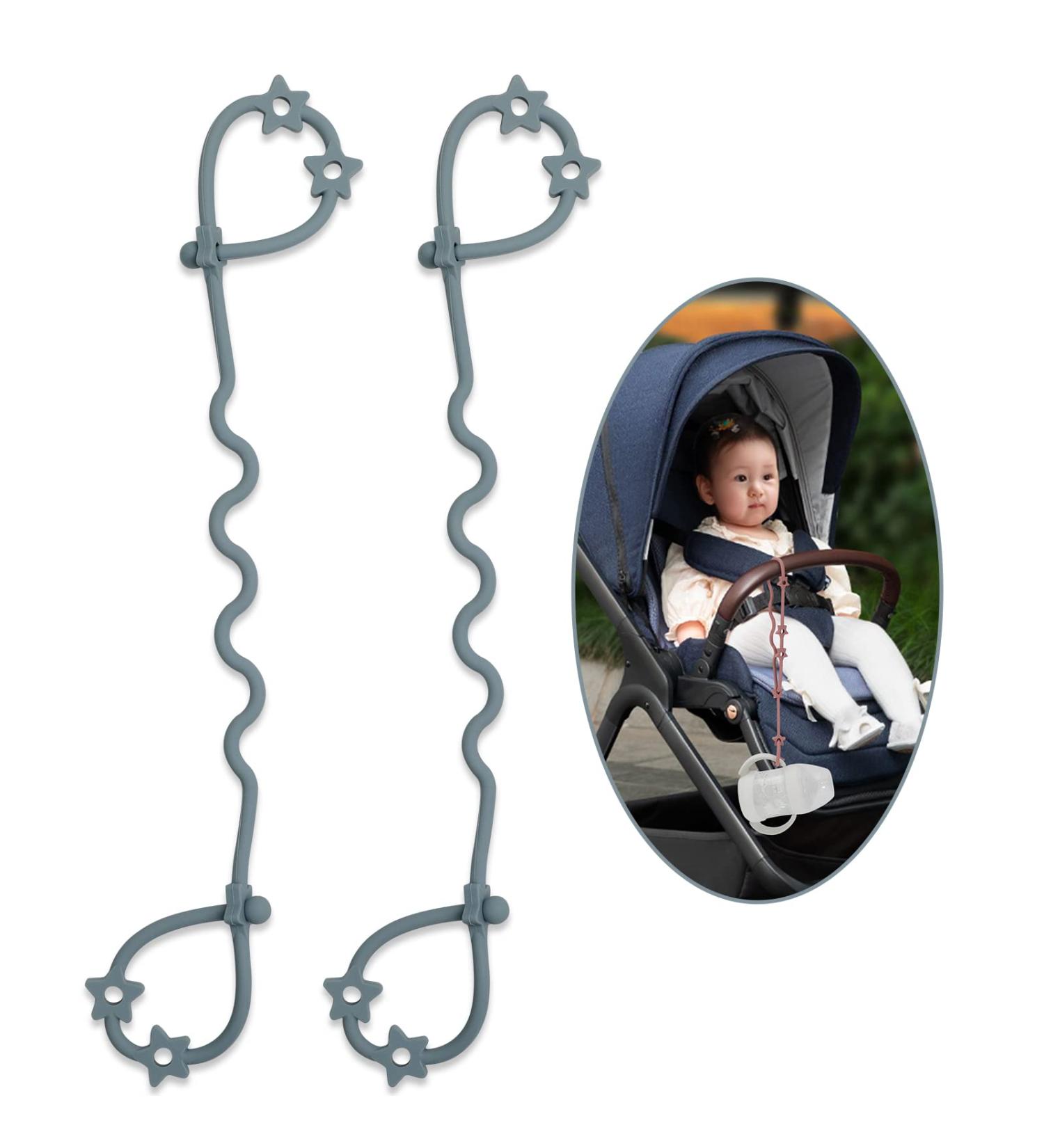 Silicone Toy Safety Straps - Stretchable & Adjustable Pacifier Clip Sippy Cup Leash - BPA Free - 2 Pack (Ether) - Buy Online on GoSupps.com