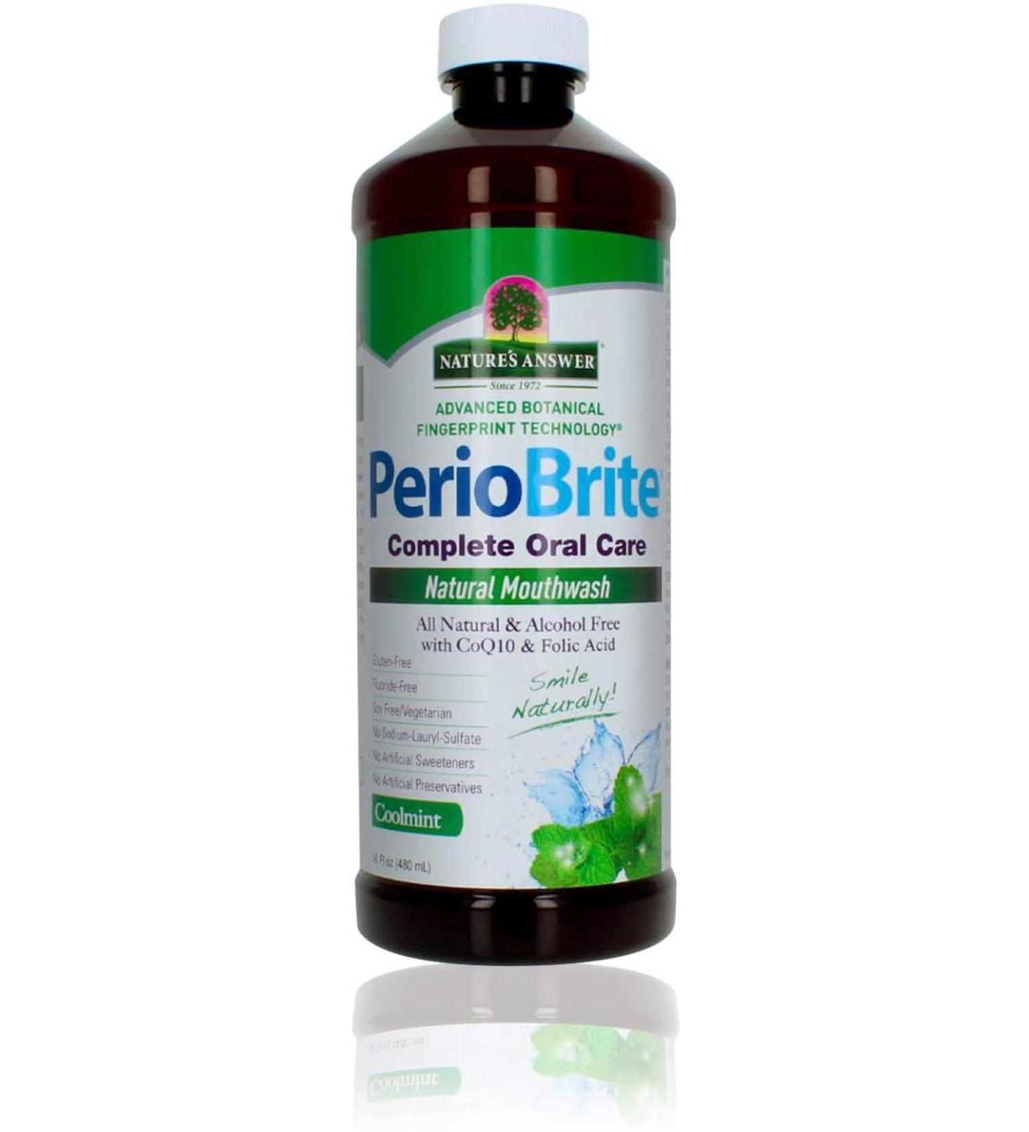 Nature's Answer PerioBrite Natural Mouthwash Winter Mint - 16 fl oz | Alcohol-Free & Organic - Buy Online on GoSupps.com