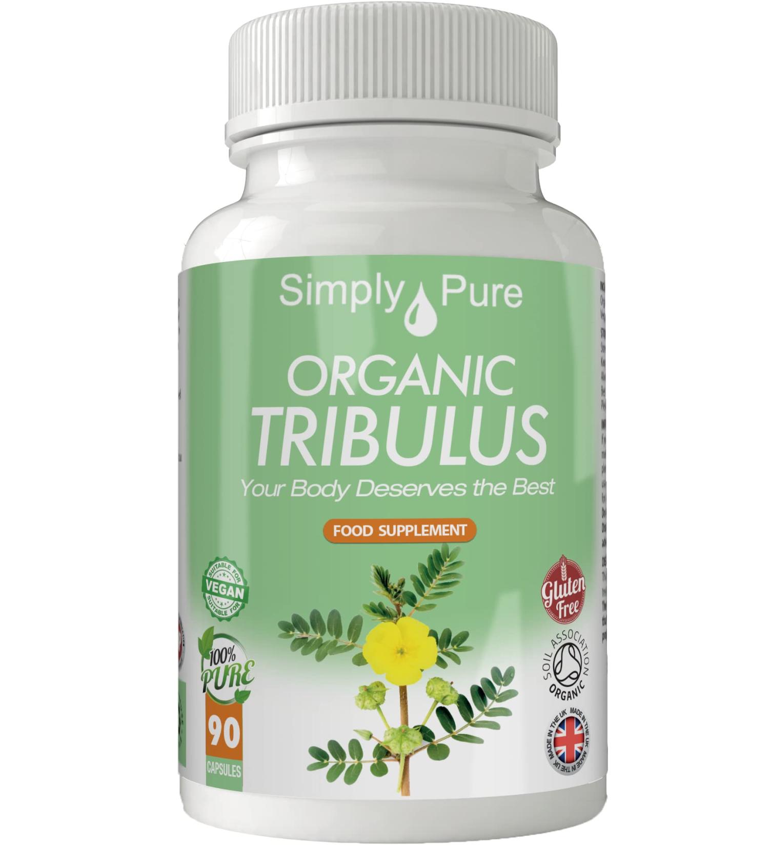Organic Vegan Tribulus Capsules x 90 (500mg) - Soil Association Certified, Gluten-Free, GM-Free - Buy Online on GoSupps.com