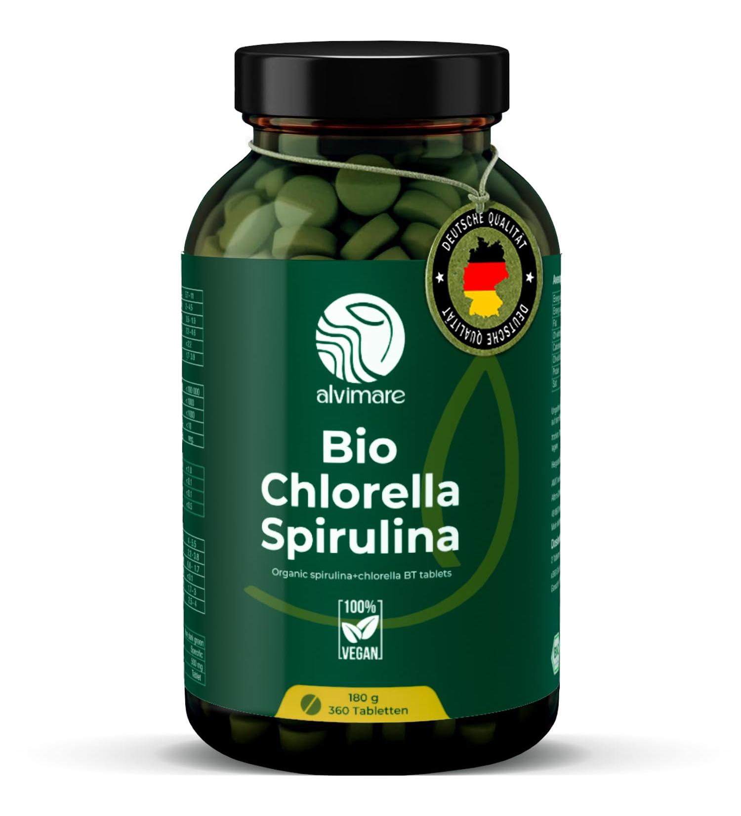  Alvimare Organic spirulina and chlorella tablets 180 g 50/50 superfood blend no fillers no additives cell wall - Buy Online on GoSupps.com