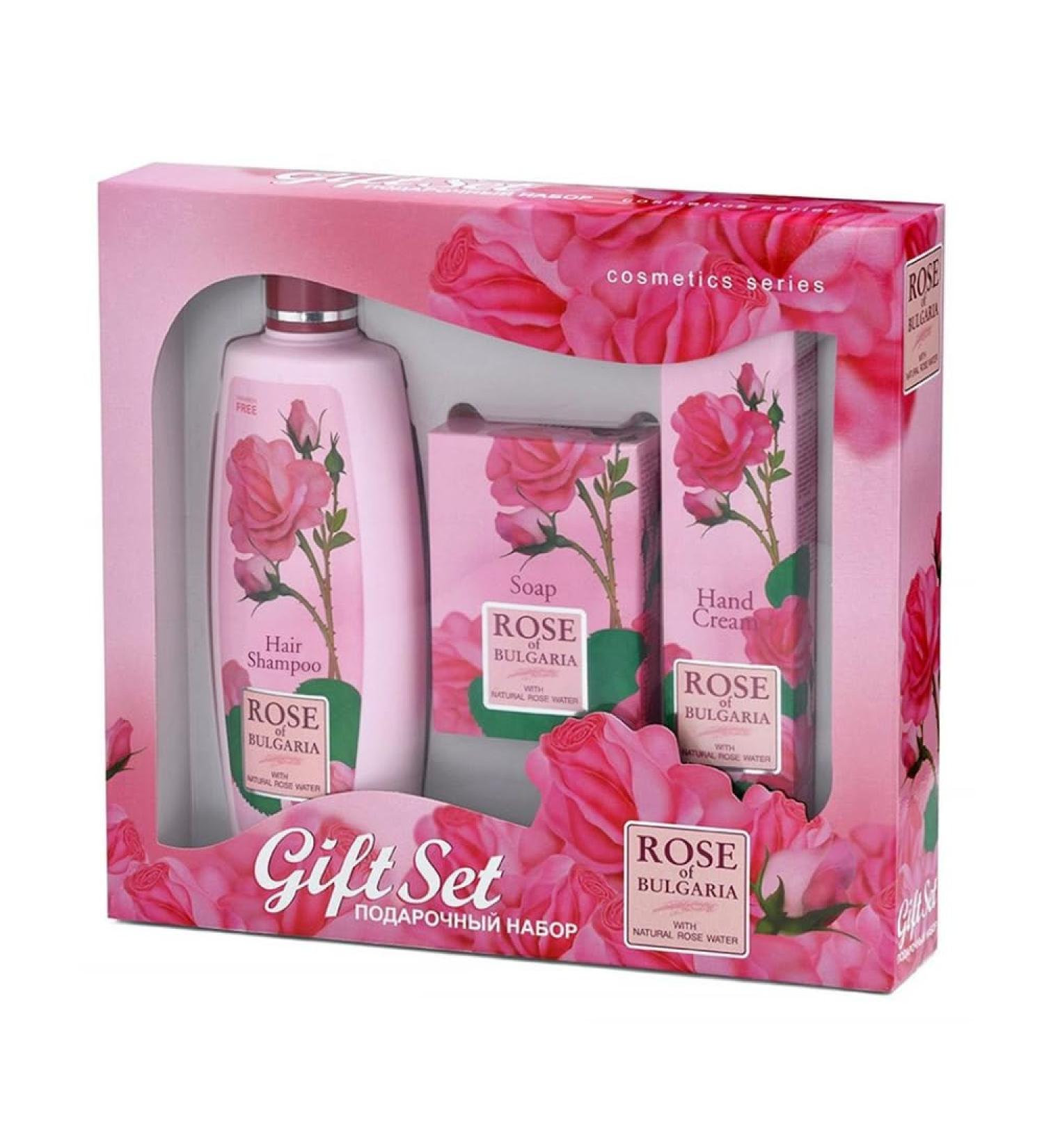 Biofresh Cosmetics Rose of Bulgaria Gift Set for Women - Hydrating Shampoo Soothing Soap & Hand Cream with Rose Oil & Water - Buy Online on GoSupps.com