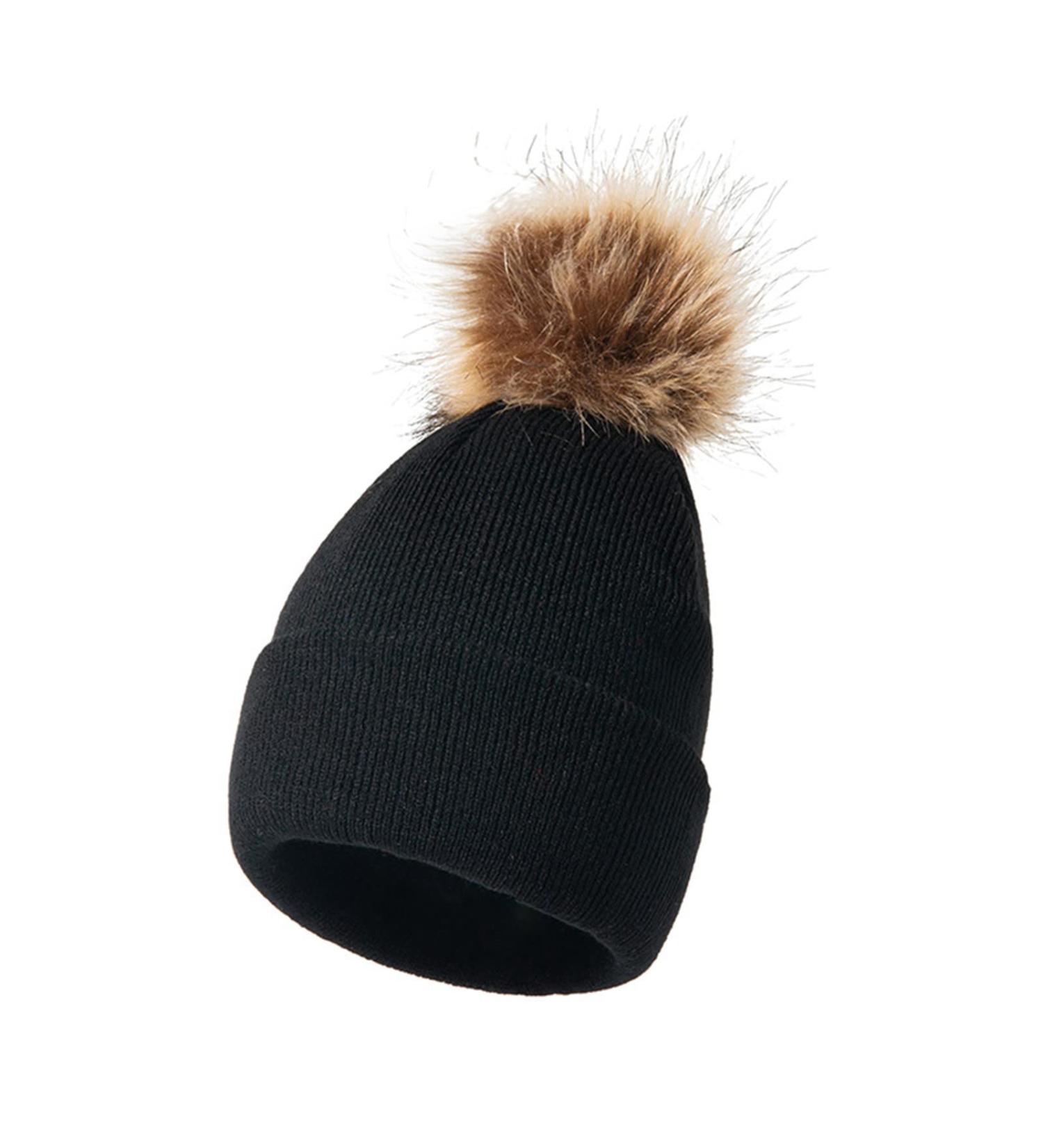 Shop Black Fleece Winter Hat for Toddlers (2-6 Years) | Warm Soft & Cozy Thermo Neck Warmer & Ear Protector - Buy Online on GoSupps.com