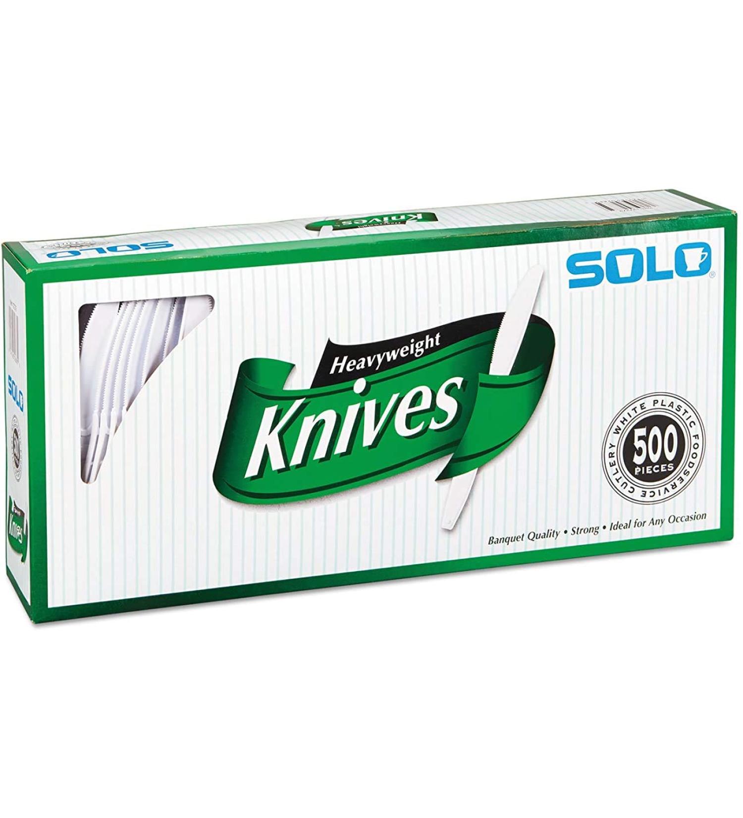 Heavyweight Plastic Cutlery, 500/Carton, Knives, White, 7 in