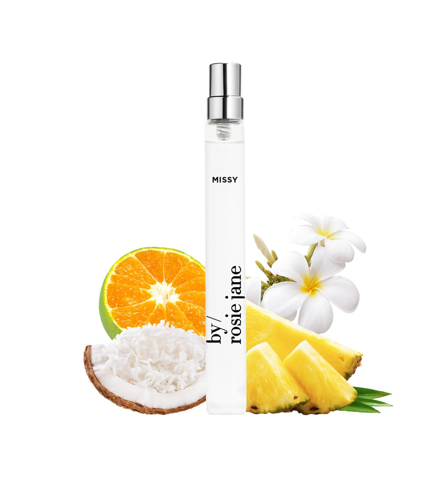 By Rosie Jane Eau De Parfum Travel Spray (Missy) - Clean Perfume for Women - Notes of Coconut Green Mandarin Pineapple and Frangapani - Paraben-Free Vegan Cruelty-Free Phthalate-Free (10ml) Missy (Frangipani) 0.34 Fl Oz (Pack of 1) - Buy Online on GoSupps.com