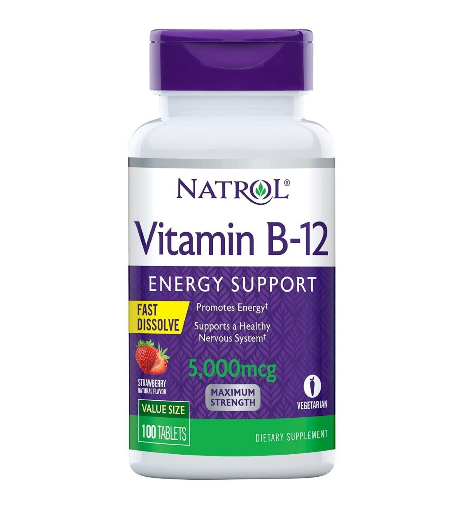 Natrol Fast Dissolving Vitamin B12 5000 mcg â€“ 100 Tabs | Boost Energy & Support Metabolism - Buy Online on GoSupps.com