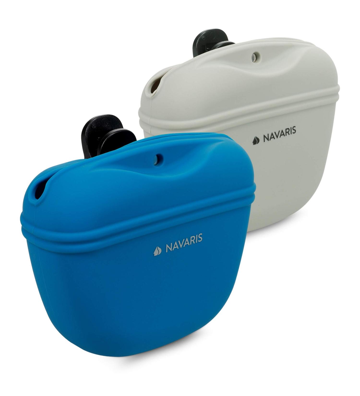 Navaris Silicone Dog Lining Bags - 2 Set Snack Bag with Clip & Magnet for Treats & Wet/Dry Food - Gray & Dark Blue - Buy Online on GoSupps.com