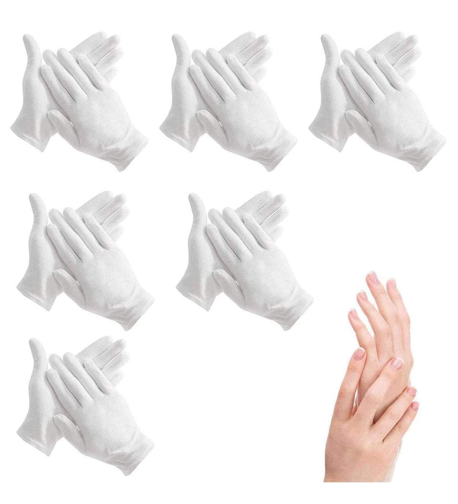 100% Cotton Gloves for Eczema 6 Pairs | White Moisturizing Gloves for Dry, Sensitive Skin | Premium Quality for Spa Therapy | Secure Wristband | Cosmetic Inspection Cloth - Buy Online on GoSupps.com