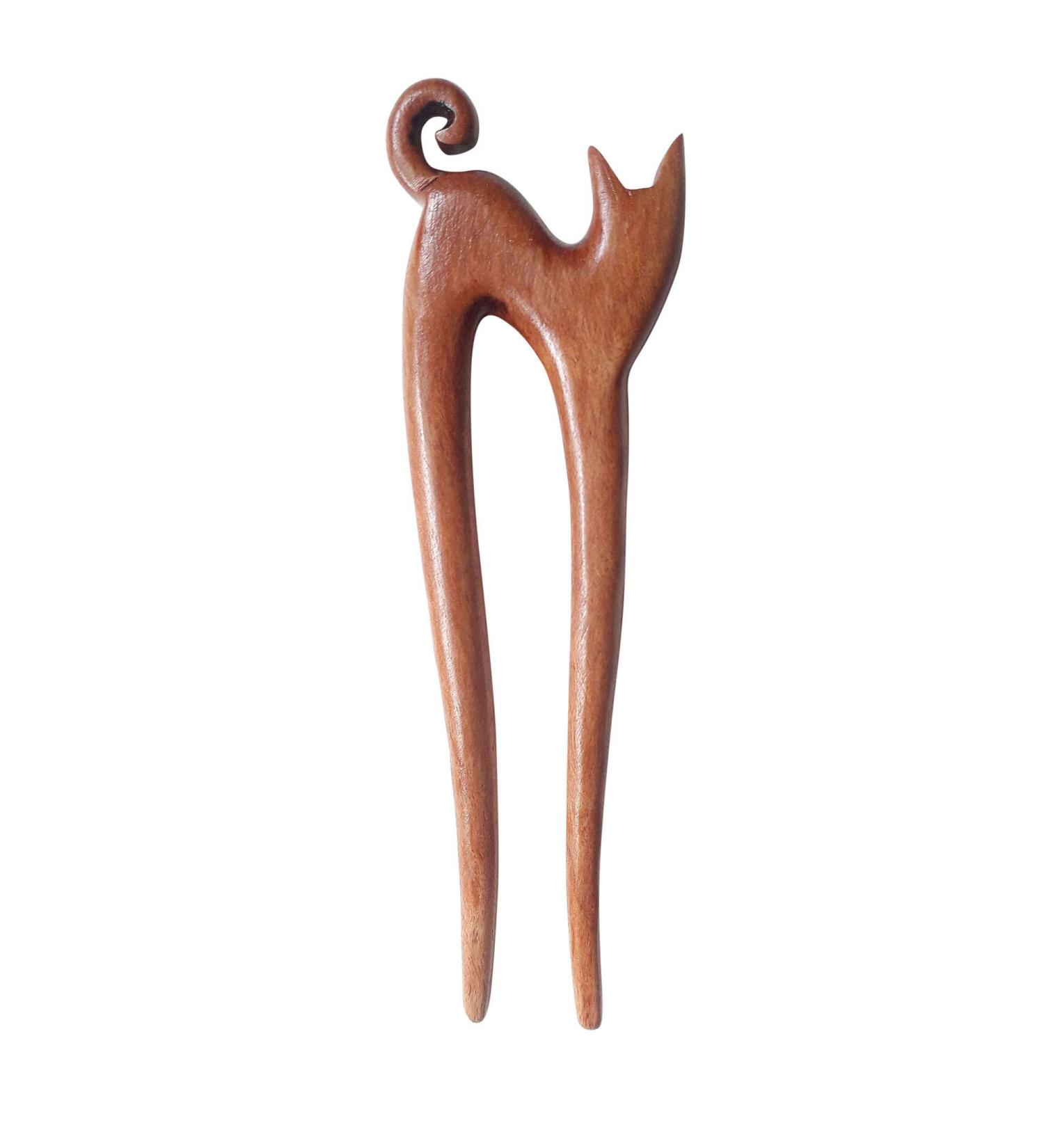 Marycrafts Cat Hairpin - Handmade Wooden Hair Sticks & Accessories for Kitty Lovers - Buy Online on GoSupps.com