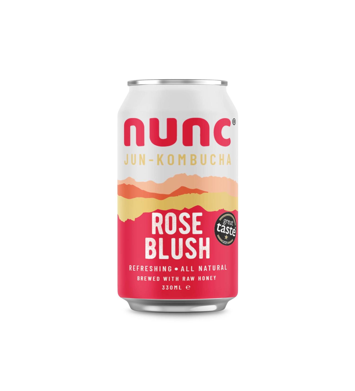 Nunc Jun-Kombucha Rose Blush 12x330ml - Premium Floral Kombucha Drink for Gut Health - Natural Energy, Gluten Free - Buy Online on GoSupps.com