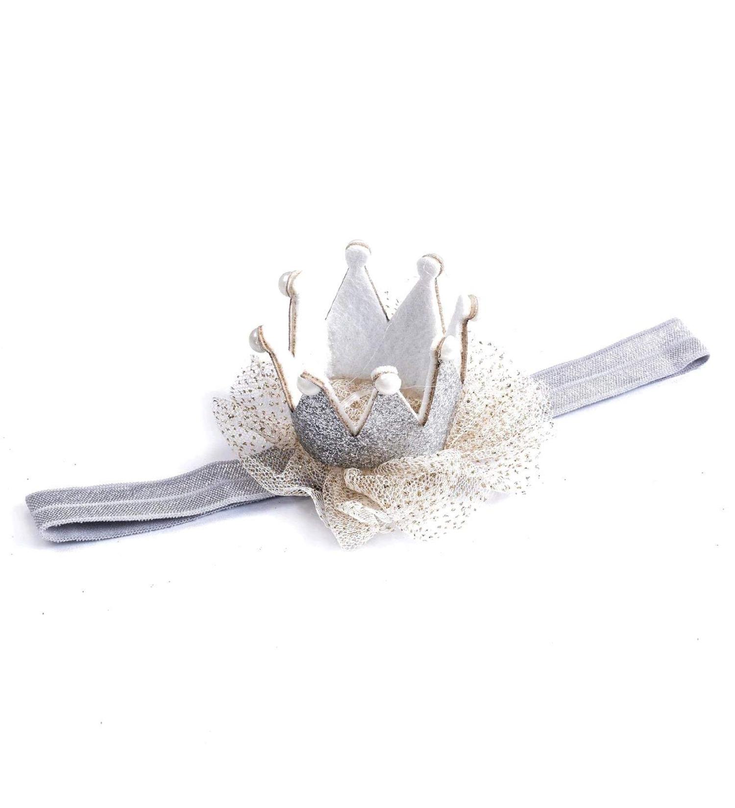 EROSPA Headband Hairband for Babies Toddlers - Crown Princess - Girls - Silver