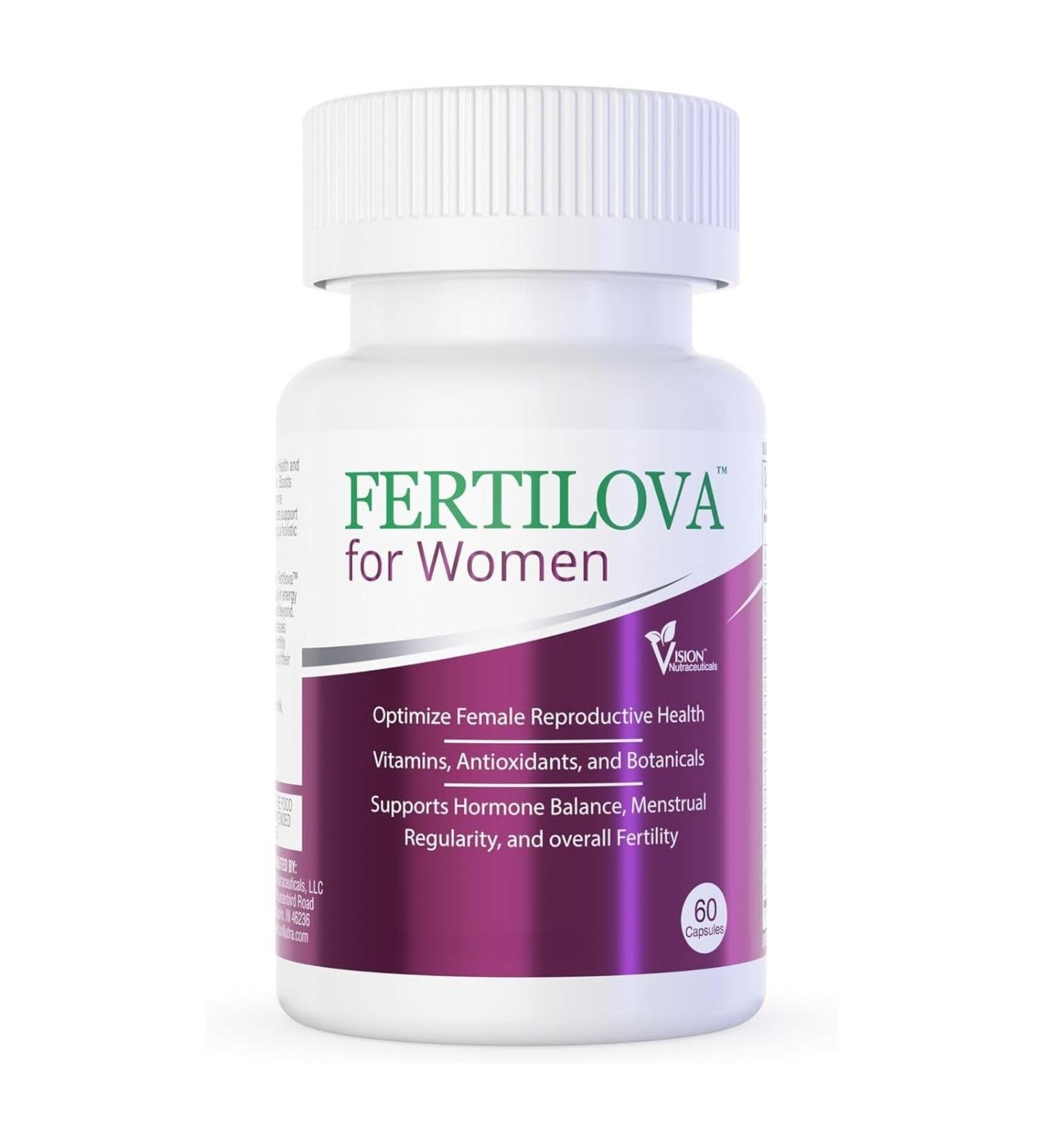 Vision Nutra Fertility Support Supplement for Women | for Hormonal Balance & May Support Menstrual Regularity | Fertilova 60 Vegan Capsules - 2 Month Supply - Buy Online on GoSupps.com