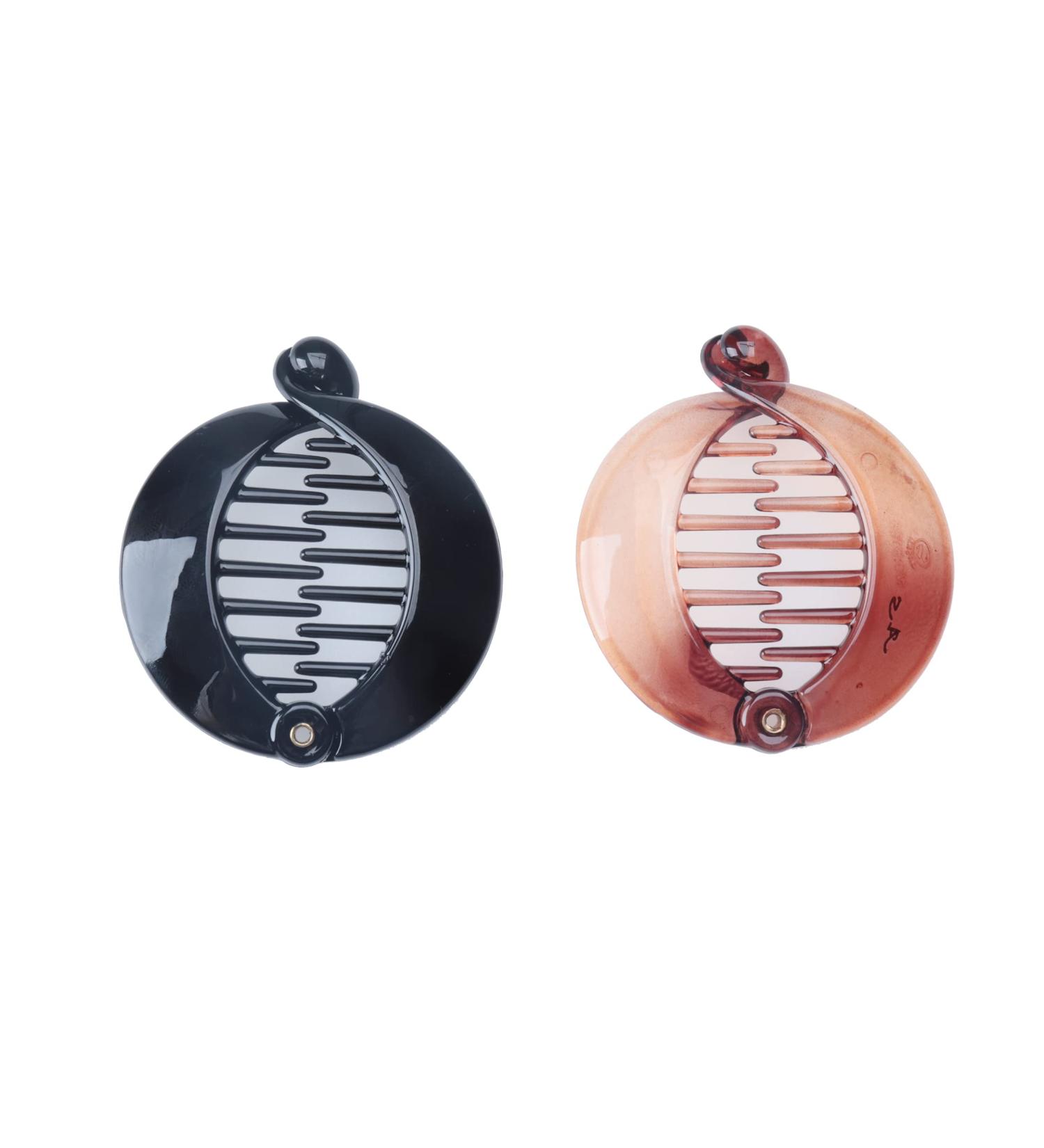 Sowaka Small Banana Hair Clip Comb Set for Women - Fashion Locking Round Plastic Hair Grips for Ponytail Holder - Ideal for Long, Straight, Curly, Thick Hair - 2 Pcs (Black and Brown) - Buy Online on GoSupps.com