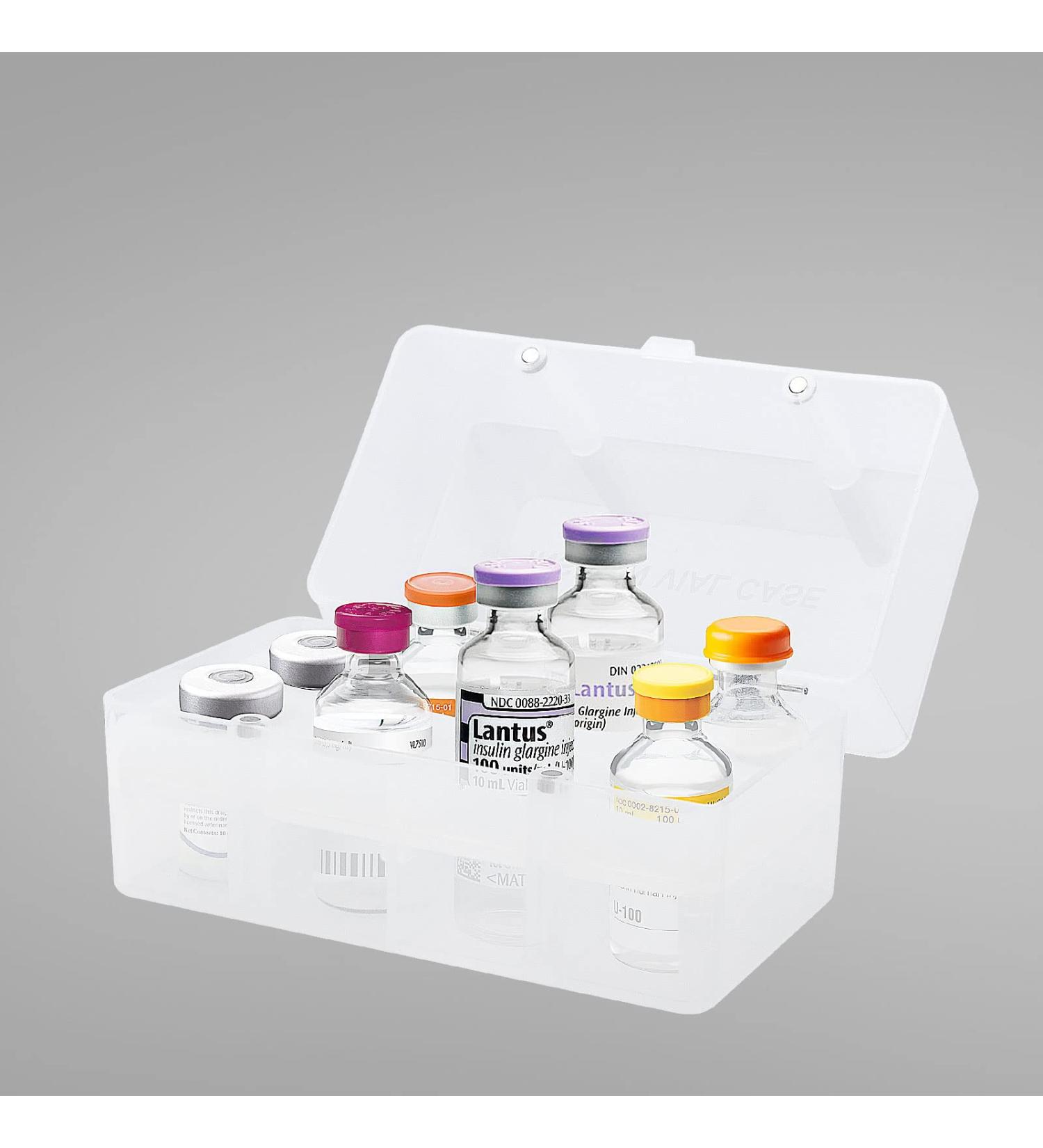APDTEK Insulin Vial Storage Box Holder for Fridge - 8 Slots Diabetic Case Organizer - Travel-friendly Protector for 5ML-15ML Injection Vials (White) - Buy Online on GoSupps.com