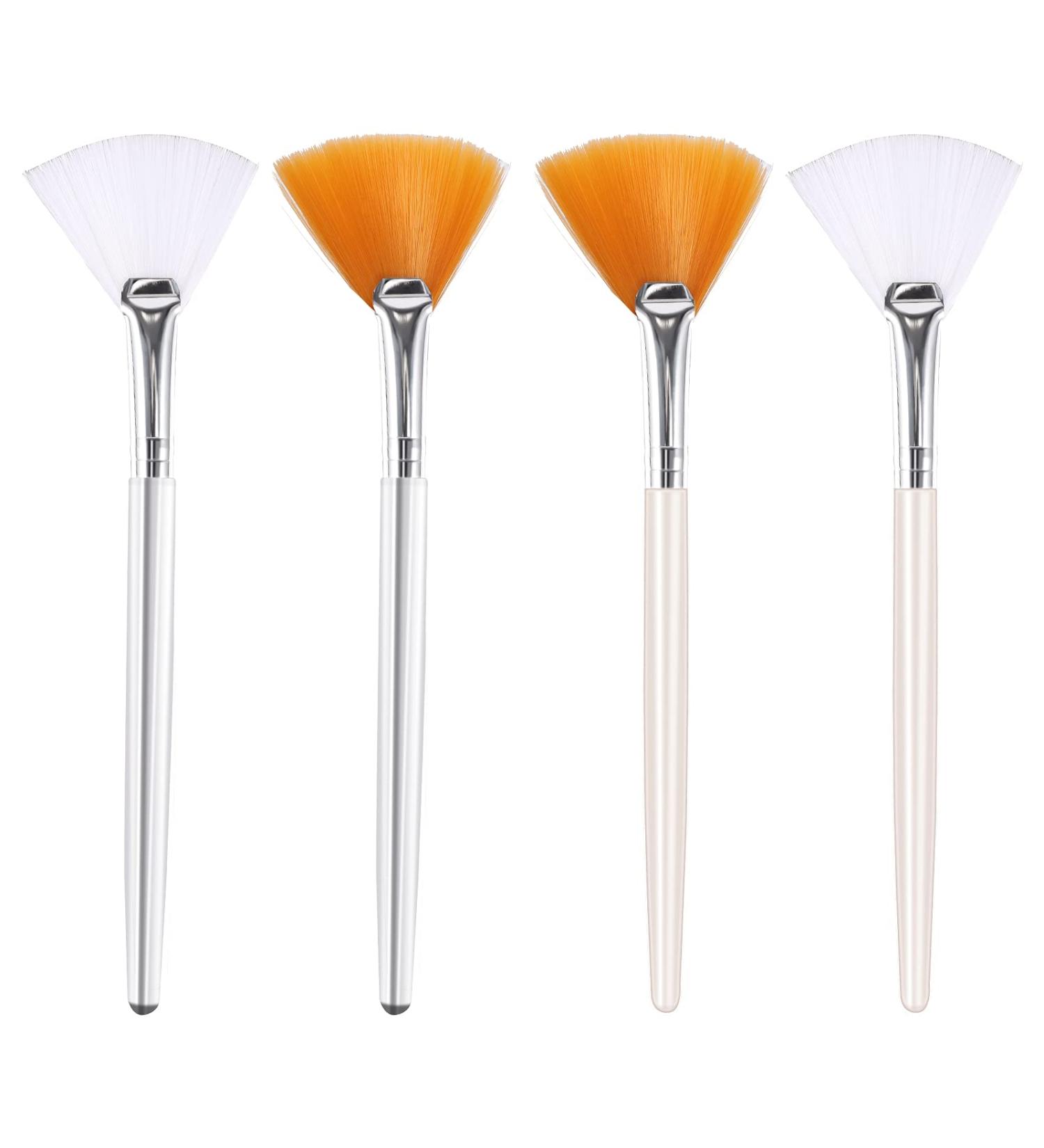 Savita 4Pcs Fan Brushes Set - Facial Mask Applicator Tools for Peel, Sleeping & Mud Masks - Makeup Brushes for Smooth Application - 15cm/6 Inch (Orange and White) - Buy Online on GoSupps.com